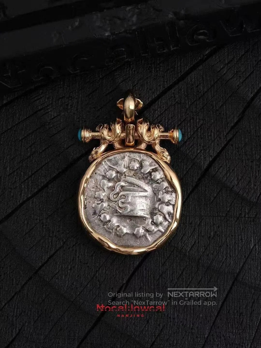 Other Turquoise 18k Gold Ancient Coin Pendant. Size ONE SIZE - 2 Thumbnail