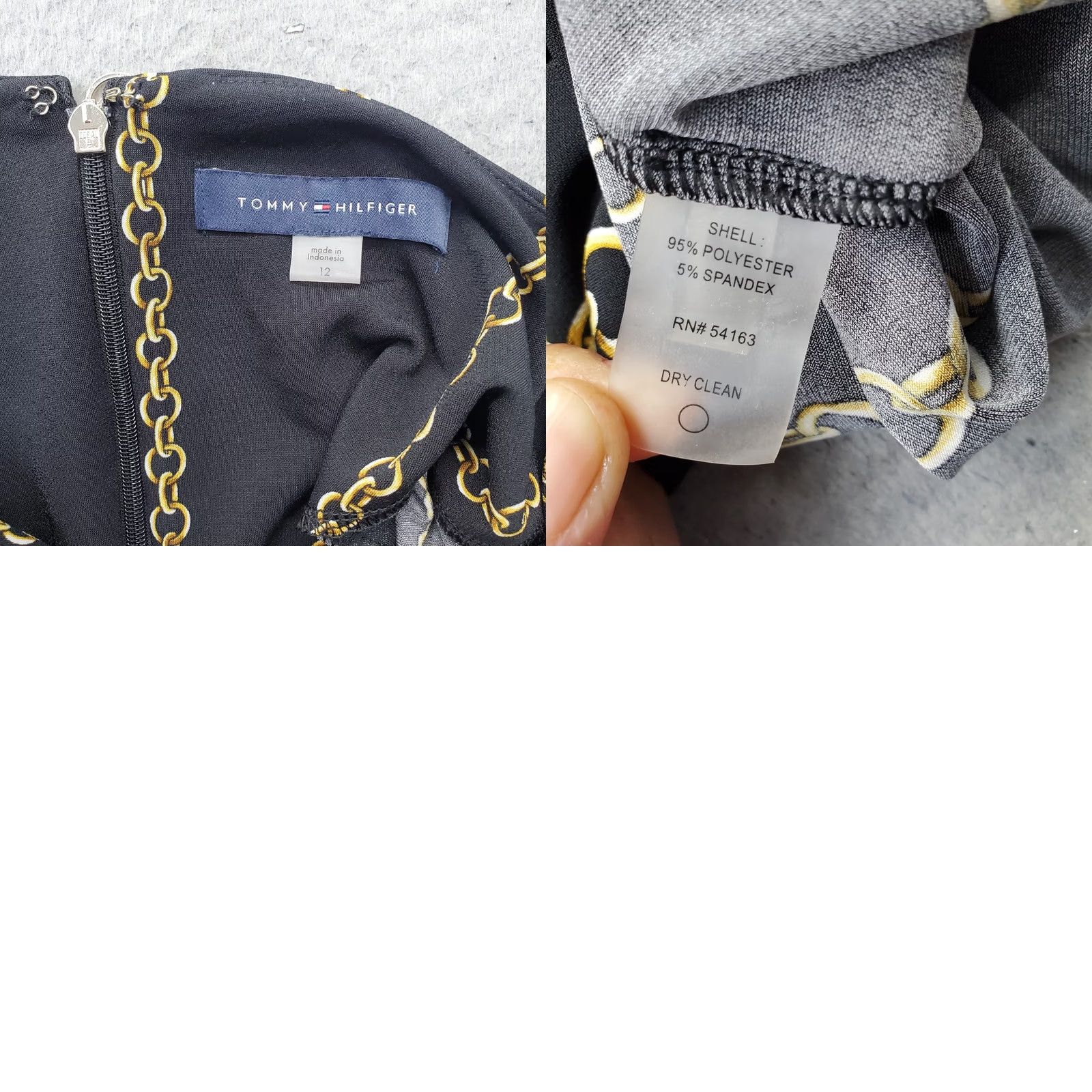 Tommy Hilfiger Tommy Hilfiger Shift Dress Women 12 Black Yellow Chain Print Stretch Zip Size XL / US 12-14 / IT 48-50 - 8 Thumbnail
