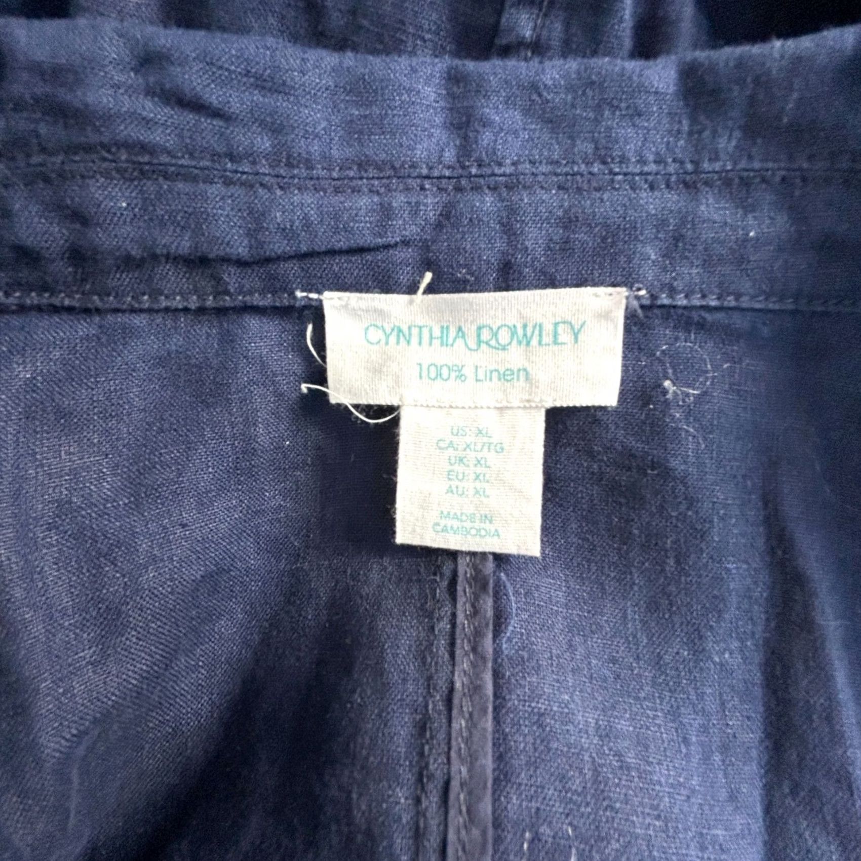 Cynthia Rowley Cynthia Rowley Womens Jacket XL Blue 100% Linen Moto Zip Up Lightweight Biker Shirt/Coat Size XL / US 12-14 / IT 48-50 - 3 Thumbnail