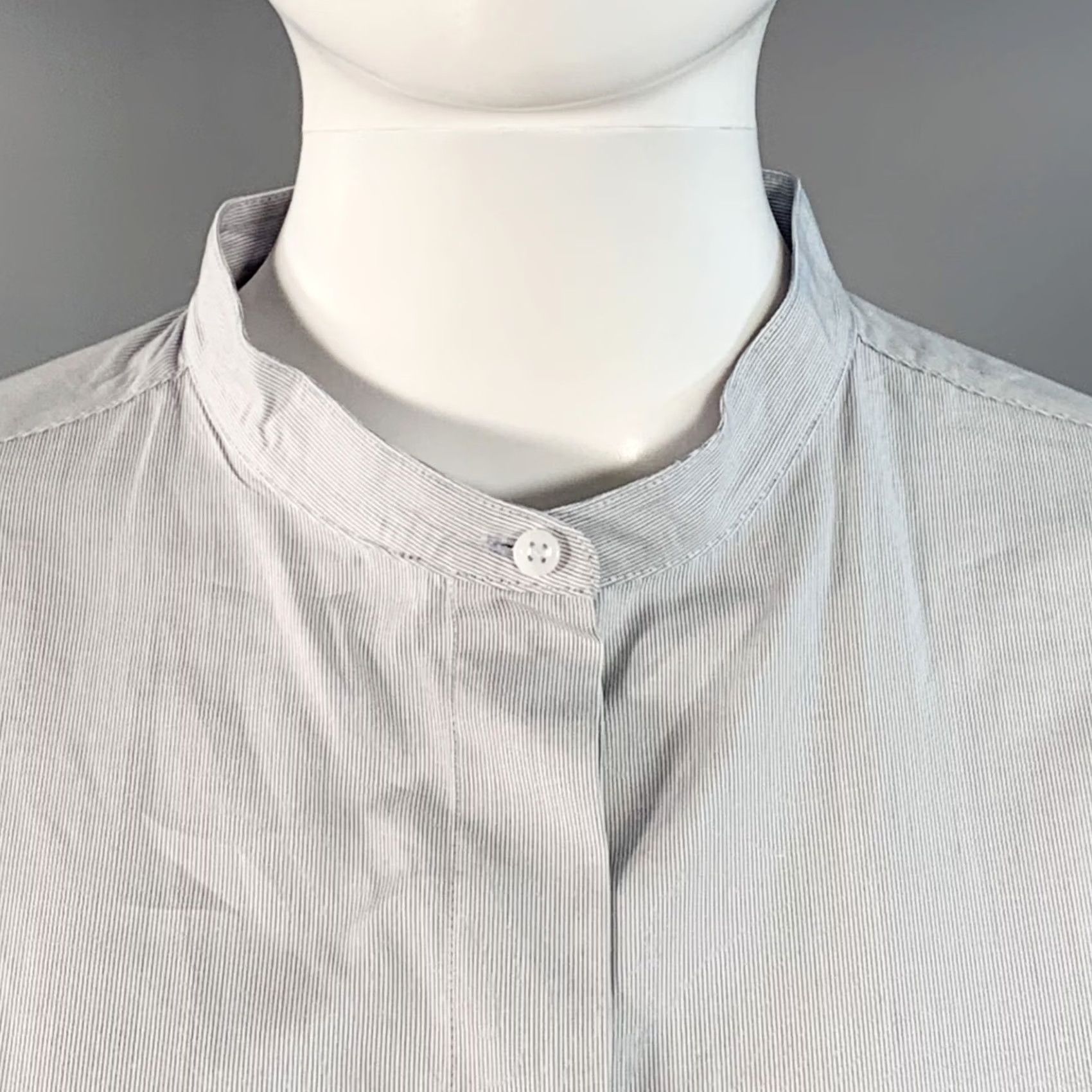 The Row VINTAGE THE ROW Shirt M Blue White Cotton Stripe Oversized Hidden Placket Women Size M / US 6-8 / IT 42-44 - 2 Thumbnail