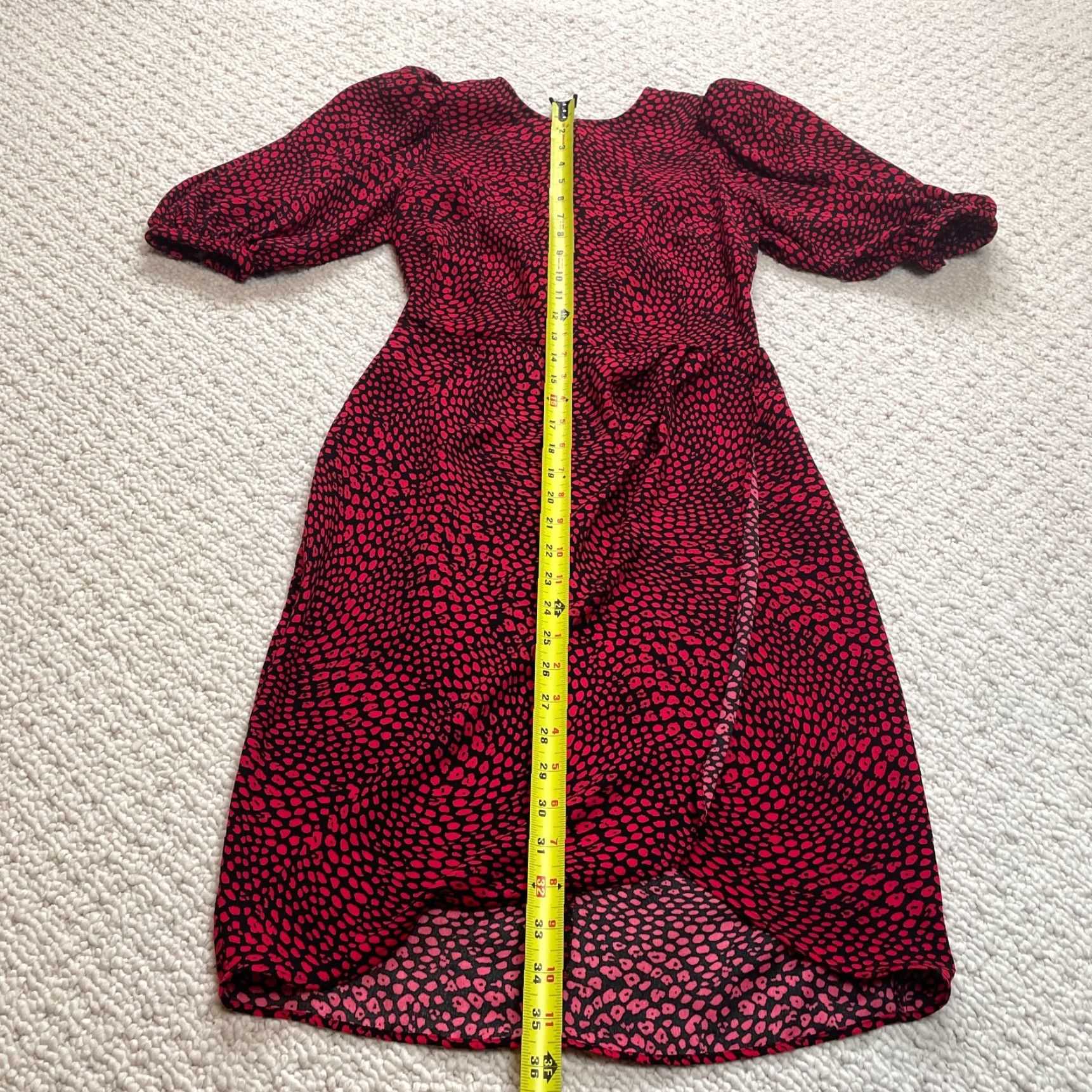 Banana Republic Banana Republic Dress Womens 2 Black Red Speckled Long Volume Sleeve Midi Sheath Size XS / US 0-2 / IT 36-38 - 2 Thumbnail