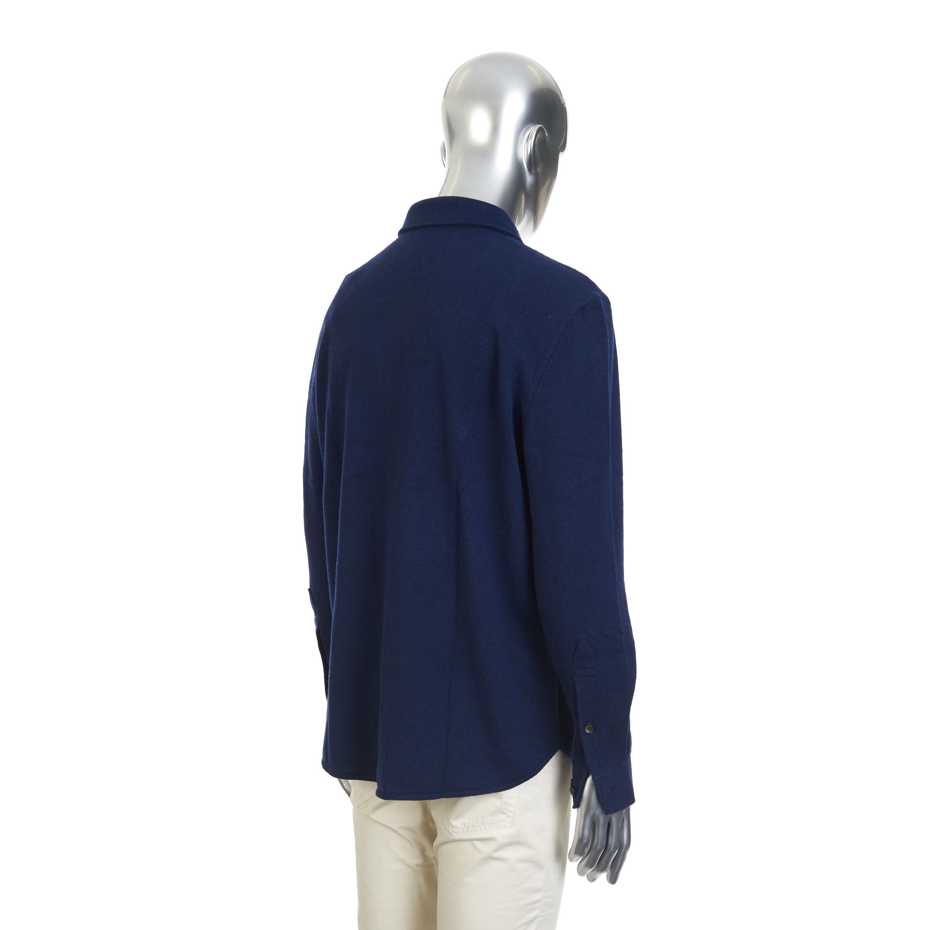 Brunello Cucinelli Overshirt In Marine Blue Cashmere, Wool & Silk Blend Size US XL / EU 56 / 4 - 7 Thumbnail