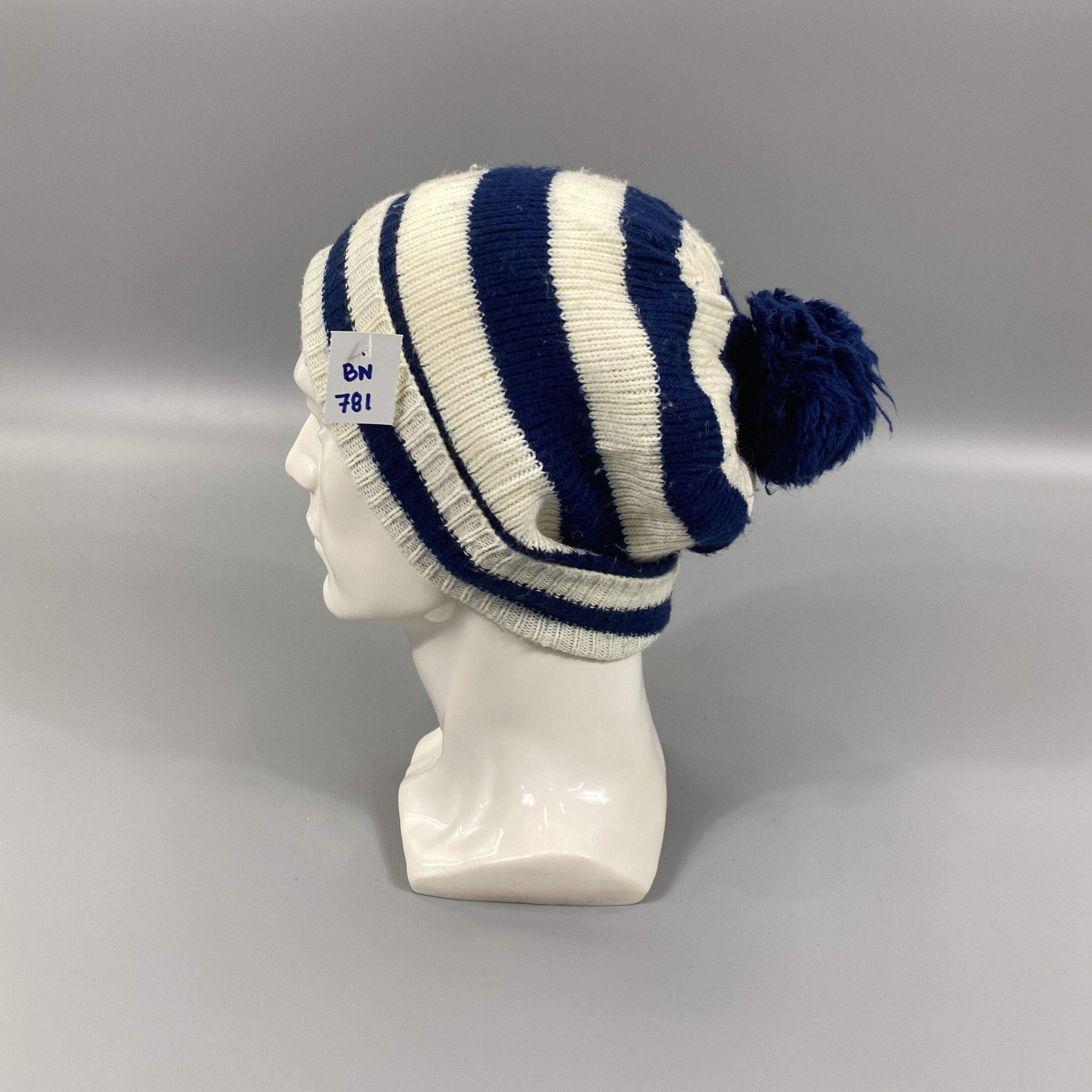 Japanese Brand Stripes Beanie Pom Pom-BN781 Size ONE SIZE - 1 Thumbnail