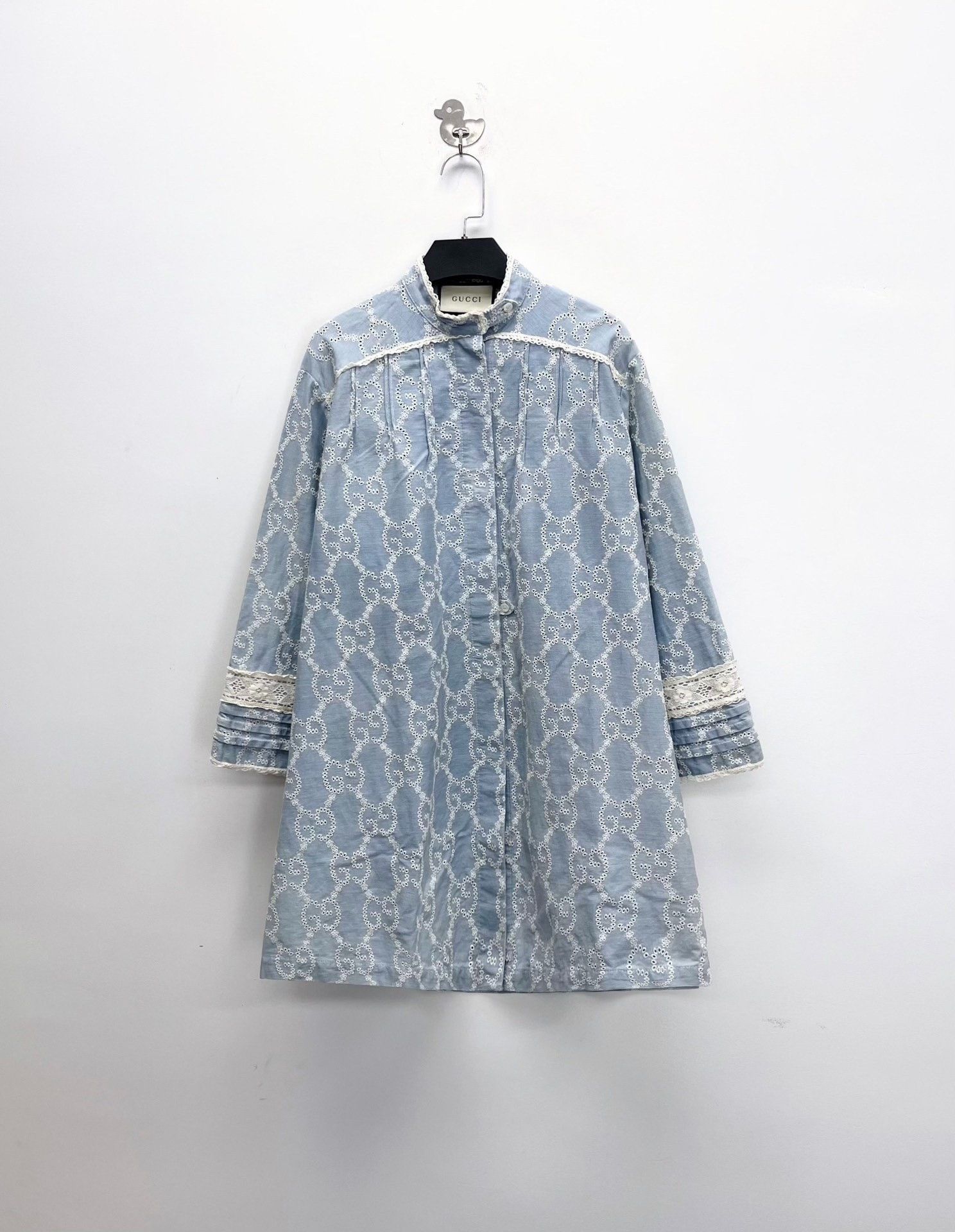 Gucci Gucci Light Blue Lace GG Jacquard Denim Dress Size US S / EU 44-46 / 1 - 1 Thumbnail