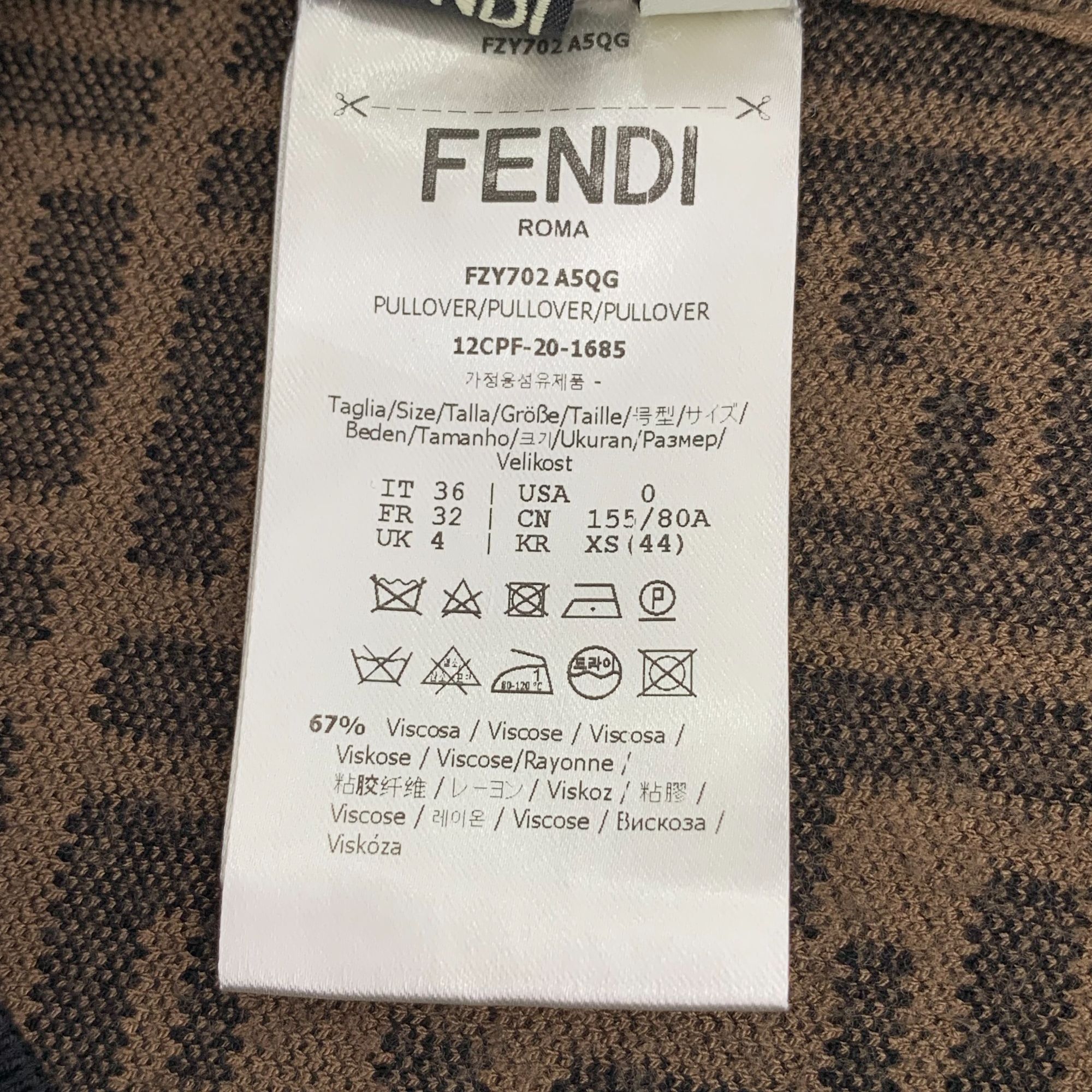 Fendi Fendi Womens FF Logo Short Sleeve Knit Top Brown & Black Size XS / US 0-2 / IT 36-38 - 7 Thumbnail