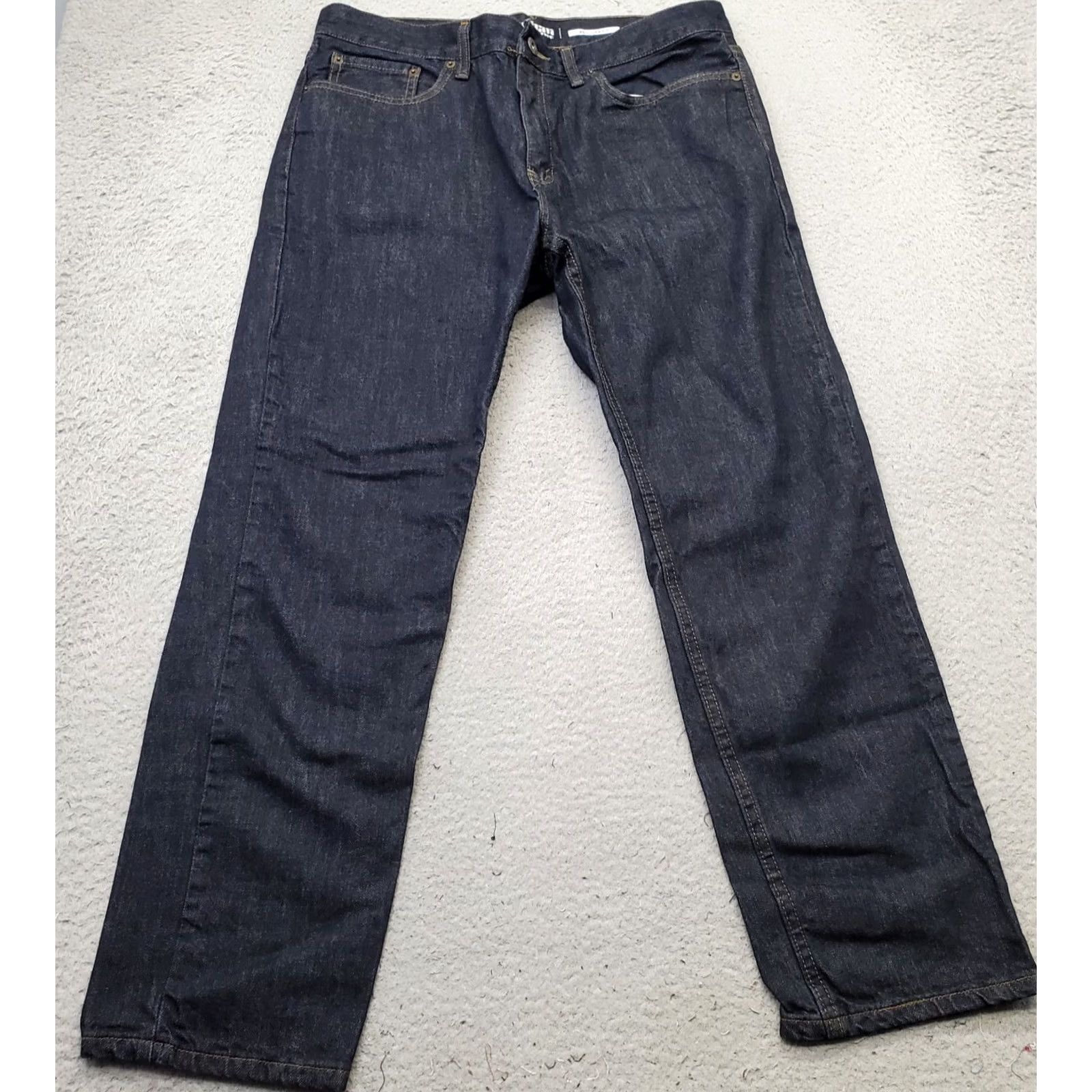 Vintage Urban Pipeline Jeans Mens 34 Navy Denim Regular Fit Dark Wash Straight Leg Jeans Size US 34 / EU 50 - 2 Thumbnail