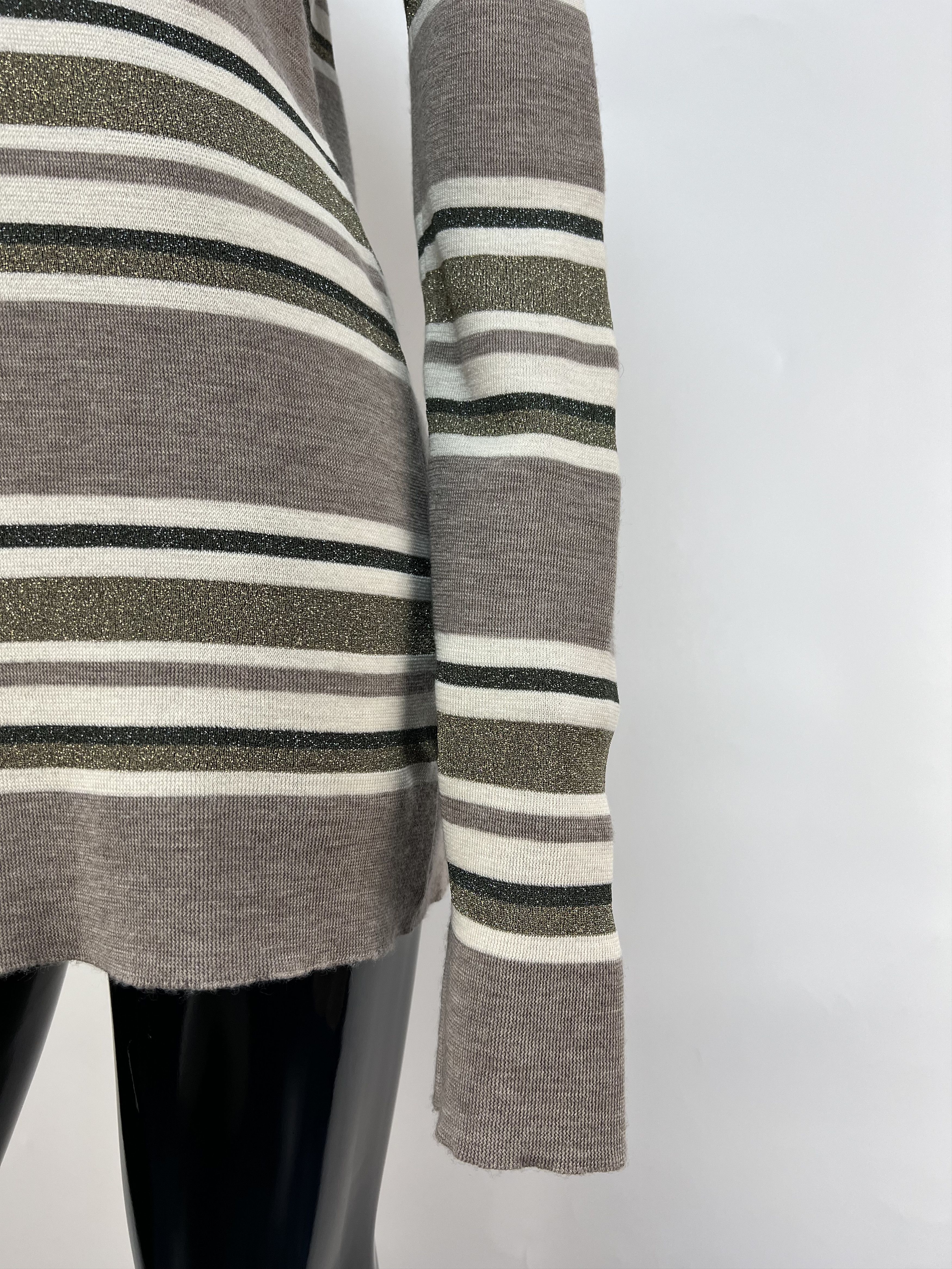 Brunello Cucinelli Brunello Cucinelli Wool Cashmere Striped V-Neck Sweater Size L / US 10 / IT 46 - 5 Thumbnail