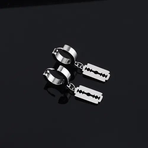 Other Titanium Steel Razor Blade Shape Dangle Drop Earrings Size ONE SIZE - 2 Thumbnail