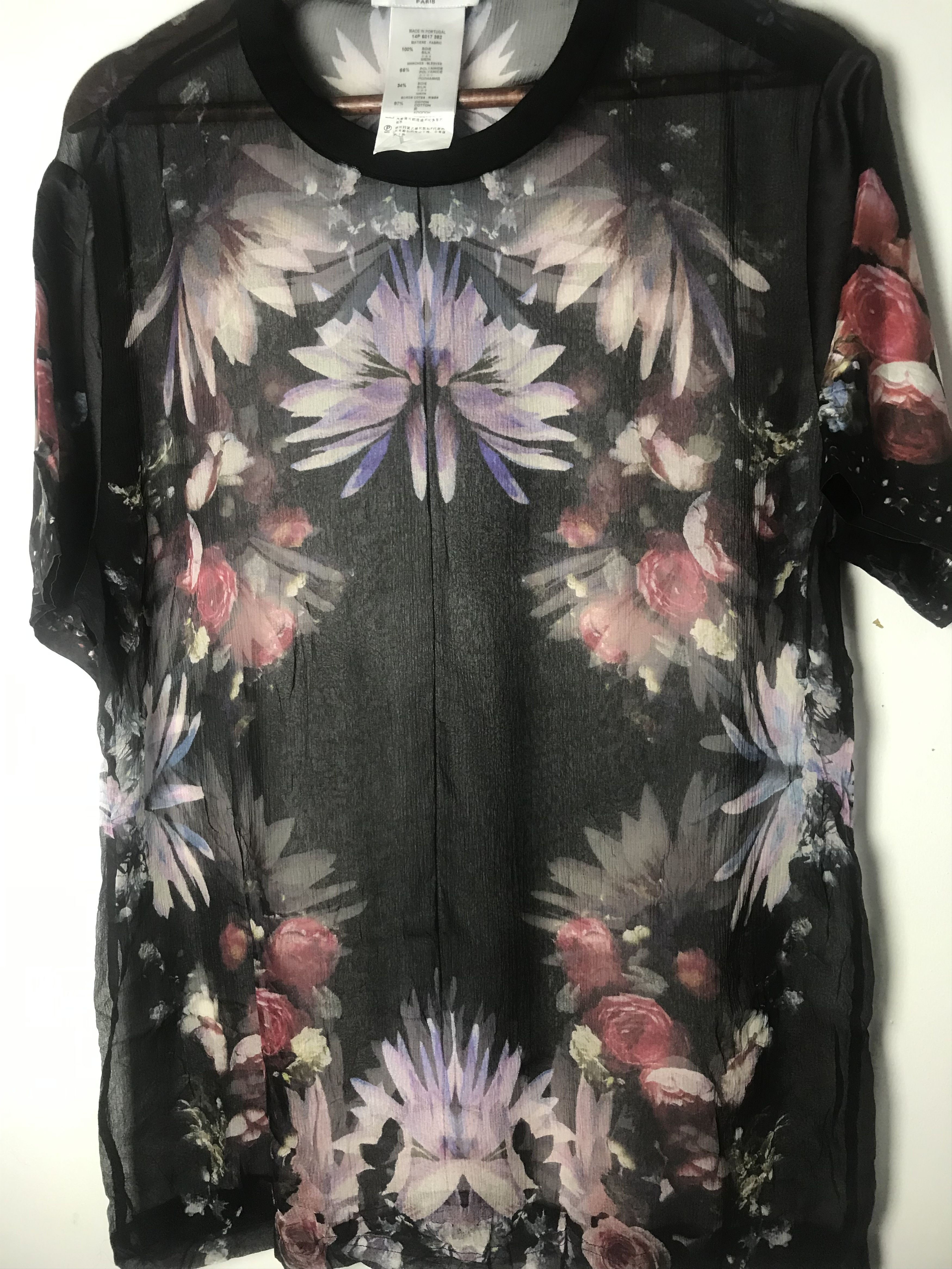 Givenchy Givenchy Black Floral Printed Silk Chiffon Size M / US 6-8 / IT 42-44 - 3 Thumbnail
