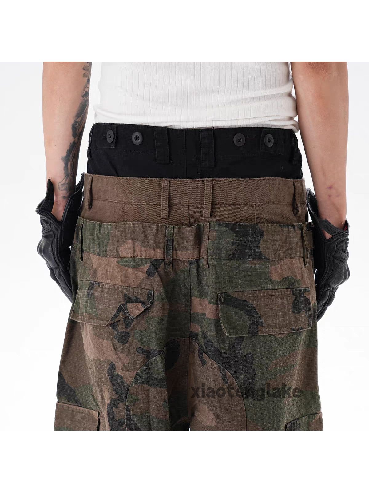 Vintage xtl double waist loose baggy skate hiphop camo pants Size US 36 / EU 52 - 9 Thumbnail