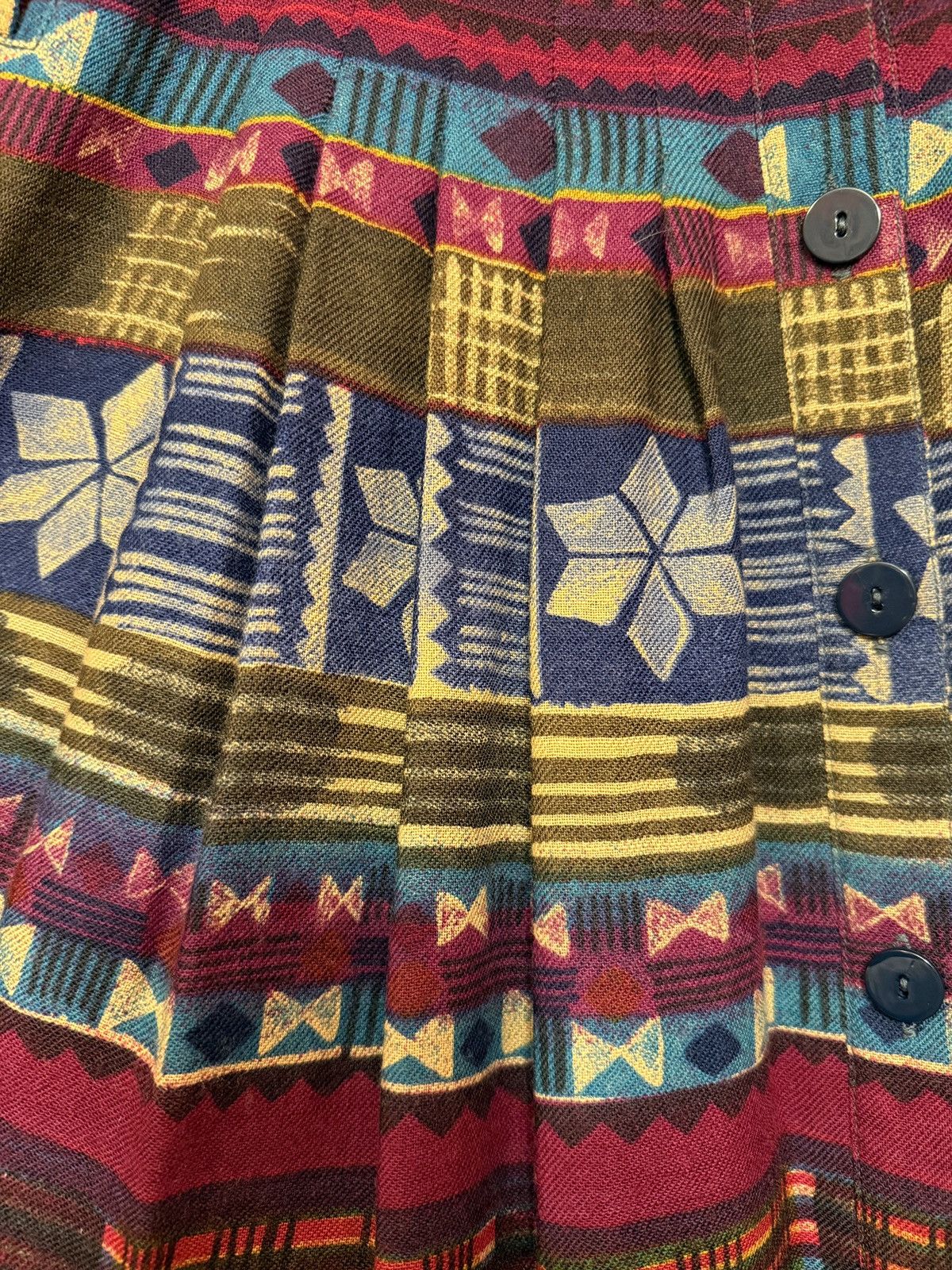 Escada Escada by Margaretha Ley Vtg Berry Wool Aztec Tribal Skirt Size 38" / US 16 / IT 52 - 3 Thumbnail