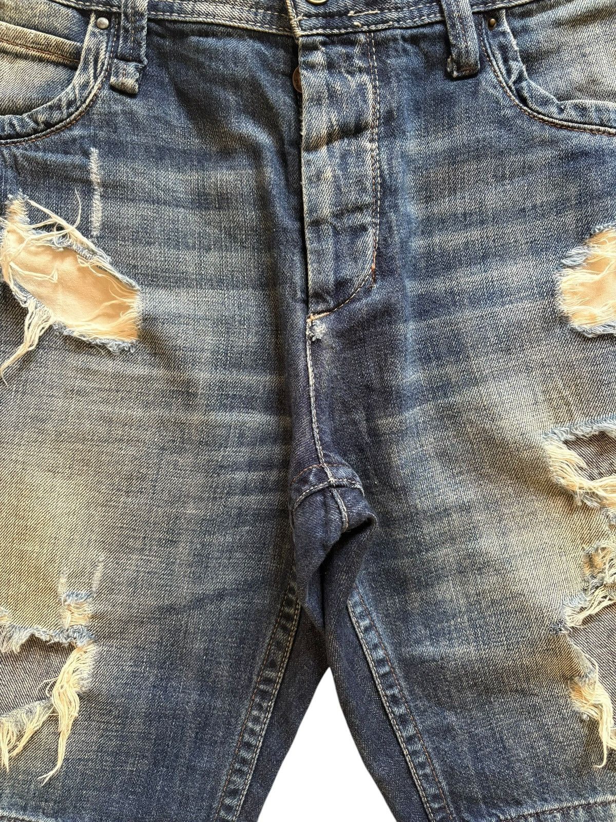 Japanese Brand SALES🔥Vintage Japanese Distressed Buckle Back Jean Shorts Size US 34 / EU 50 - 7 Thumbnail