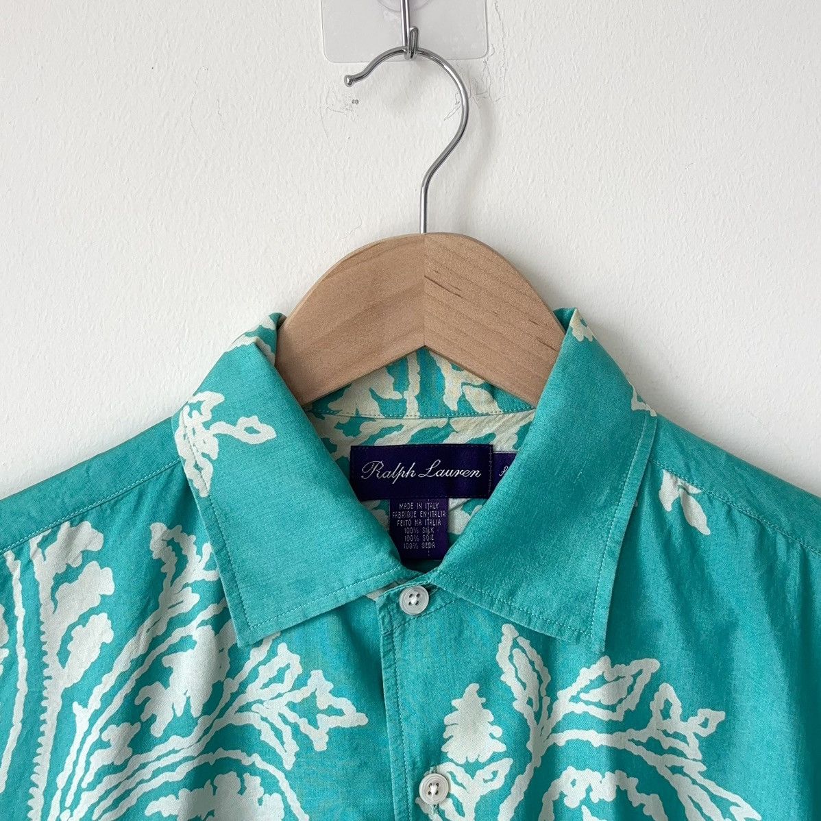 Ralph Lauren Purple Label 100% Silk Floral Hawaiian Shirt Made in Italy Size US L / EU 52-54 / 3 - 3 Thumbnail