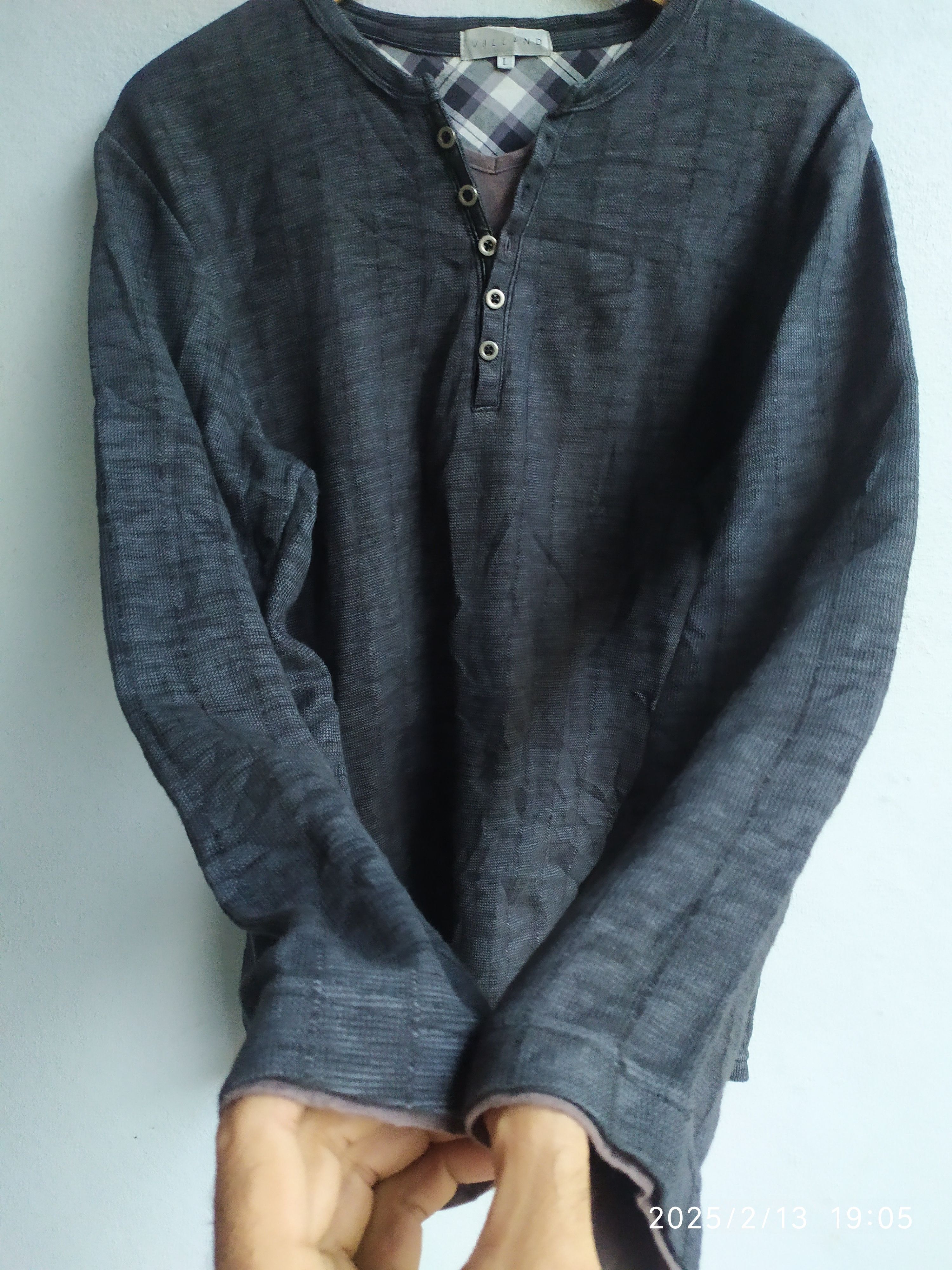 If Six Was Nine × Japanese Brand × Le Grande Bleu (L.G.B.) Japanese Faded Double Layer Long Slevee Villand Size US L / EU 52-54 / 3 - 4 Thumbnail