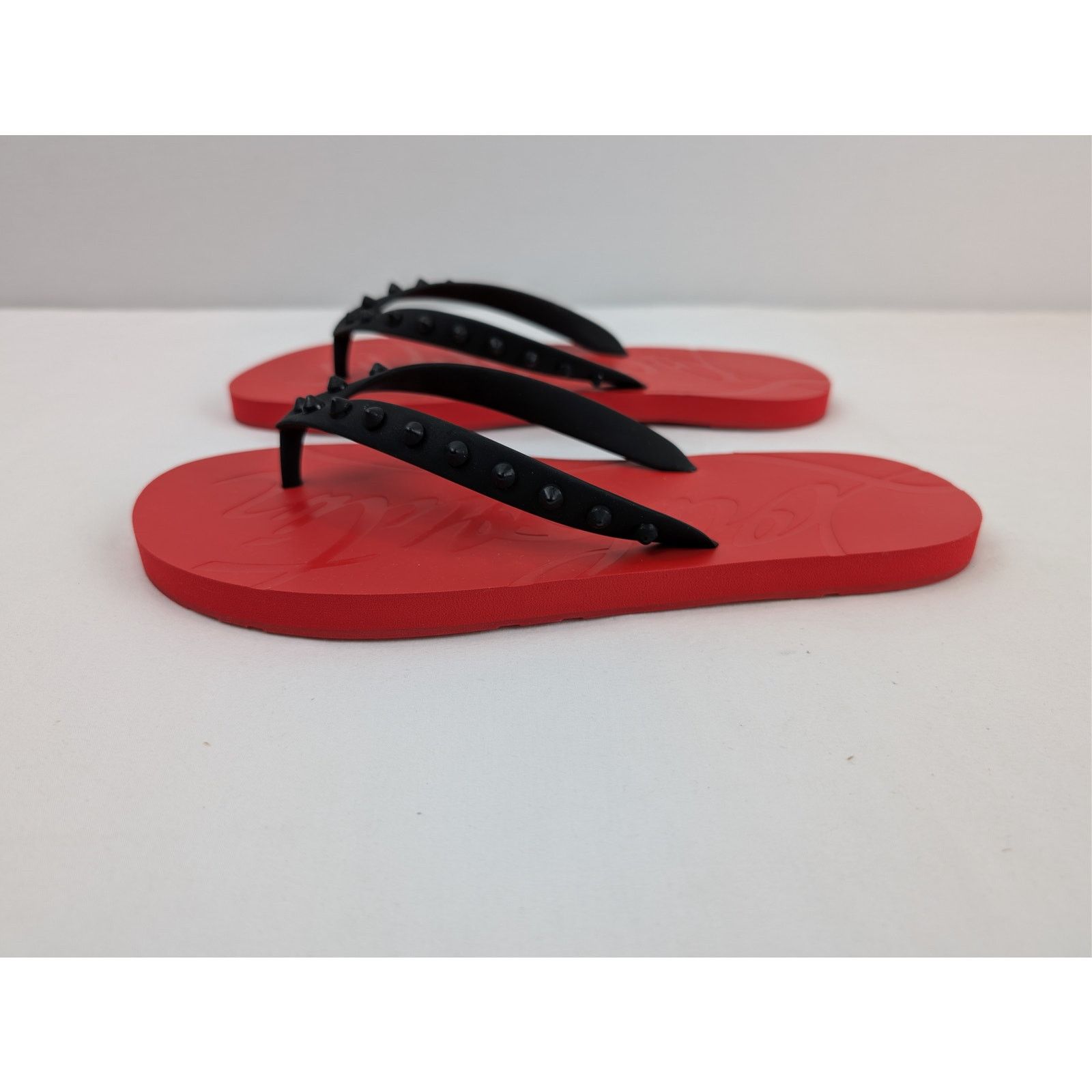 Christian Louboutin o1rshd1 Loubi Flip Donna Flat Slipper in Black/Loubi Size US 12 / IT 42 - 10 Thumbnail