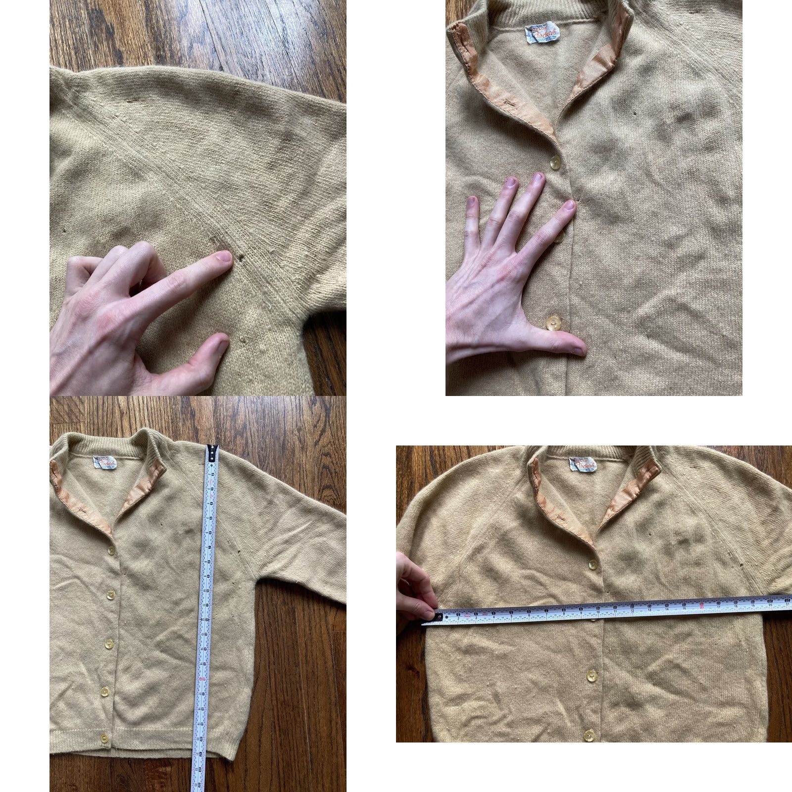Vintage VINTAGE Angelon by Darlene Cardigan Sweater Angora Lambswool Beige Yellow M Regular 3/4 Sleeve Button Casual Spring Womens Size M / US 6-8 / IT 42-44 - 8 Thumbnail