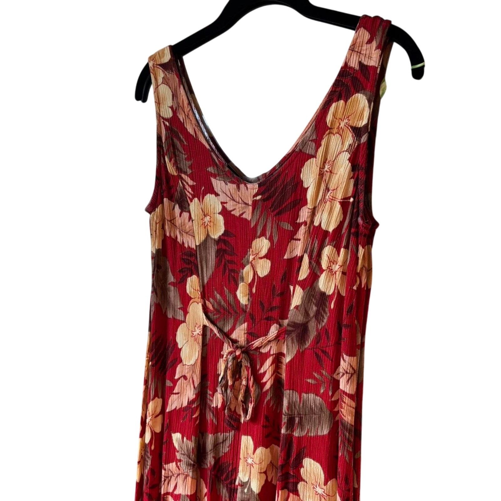 Vintage Vintage R&K Originals Tropical Red Button Maxi Dress 6 Size M / US 6-8 / IT 42-44 - 9 Thumbnail