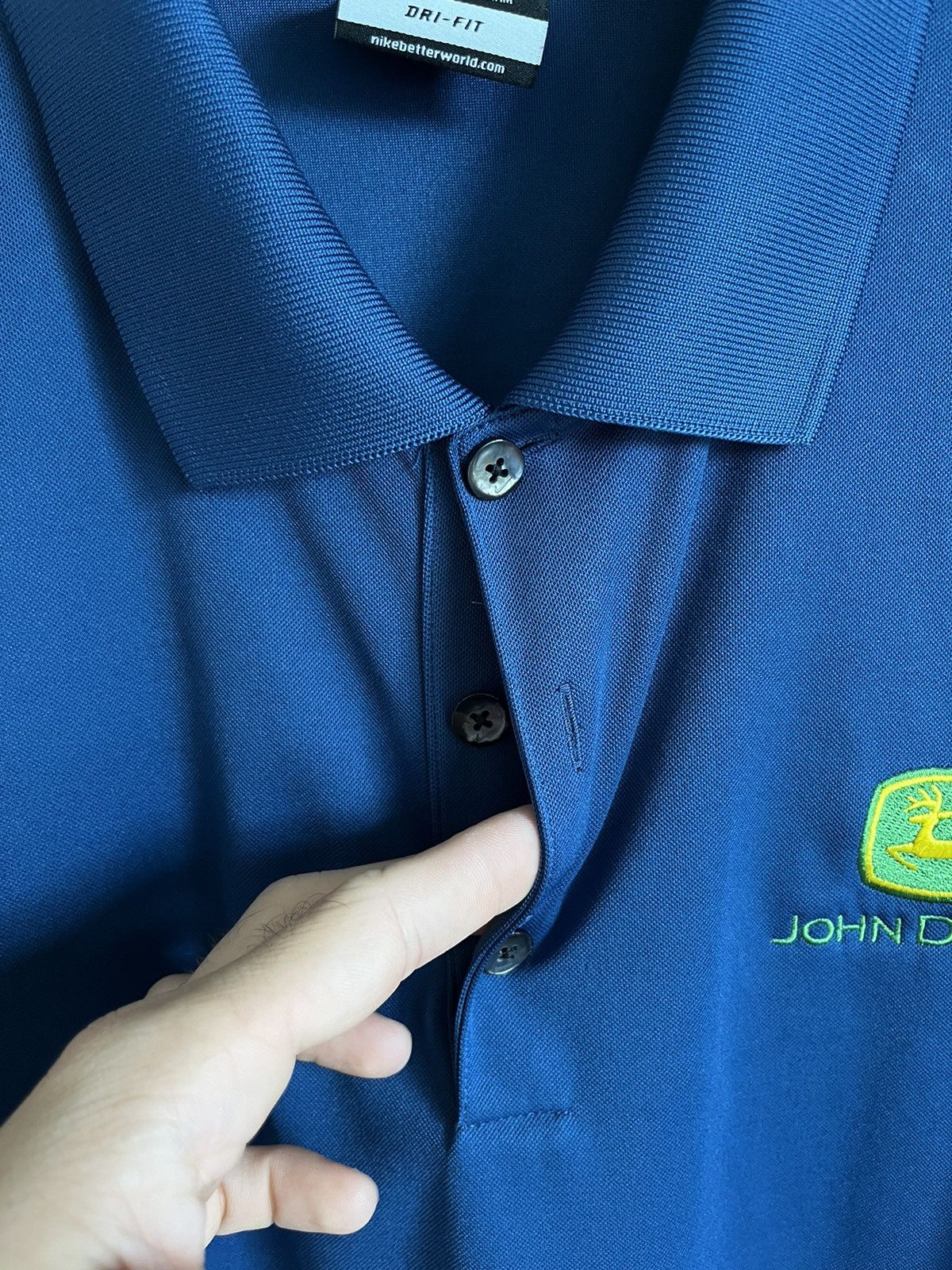 John Deere Nike Golf Dri-Fit Micro Pique Polo Shirt Size US L / EU 52-54 / 3 - 3 Thumbnail