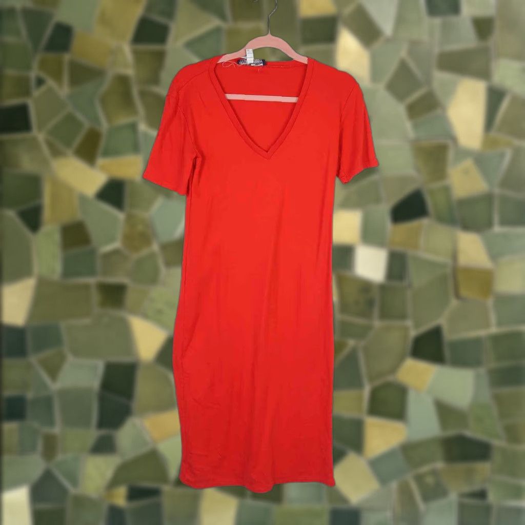 Ralph Lauren VINTAGE Ralph Lauren Shirt Dress 90s Red Cotton Short Sleeve Midi S Womens Size S / US 4 / IT 40 - 1 Thumbnail