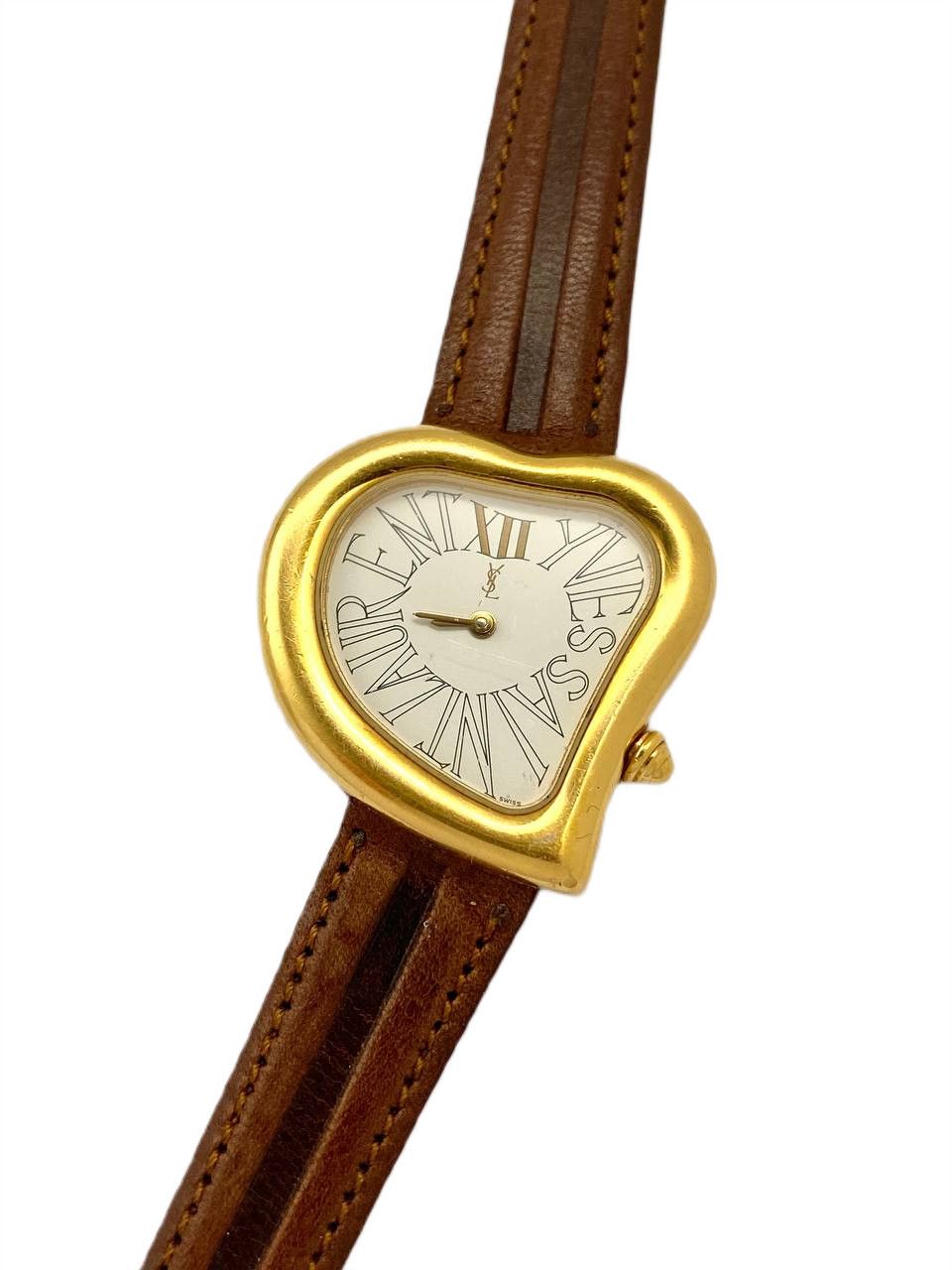 Yves Saint Laurent Saint Laurent YSL Logo Heart Dali Style Gold Wrist Watch Size ONE SIZE - 1 Thumbnail