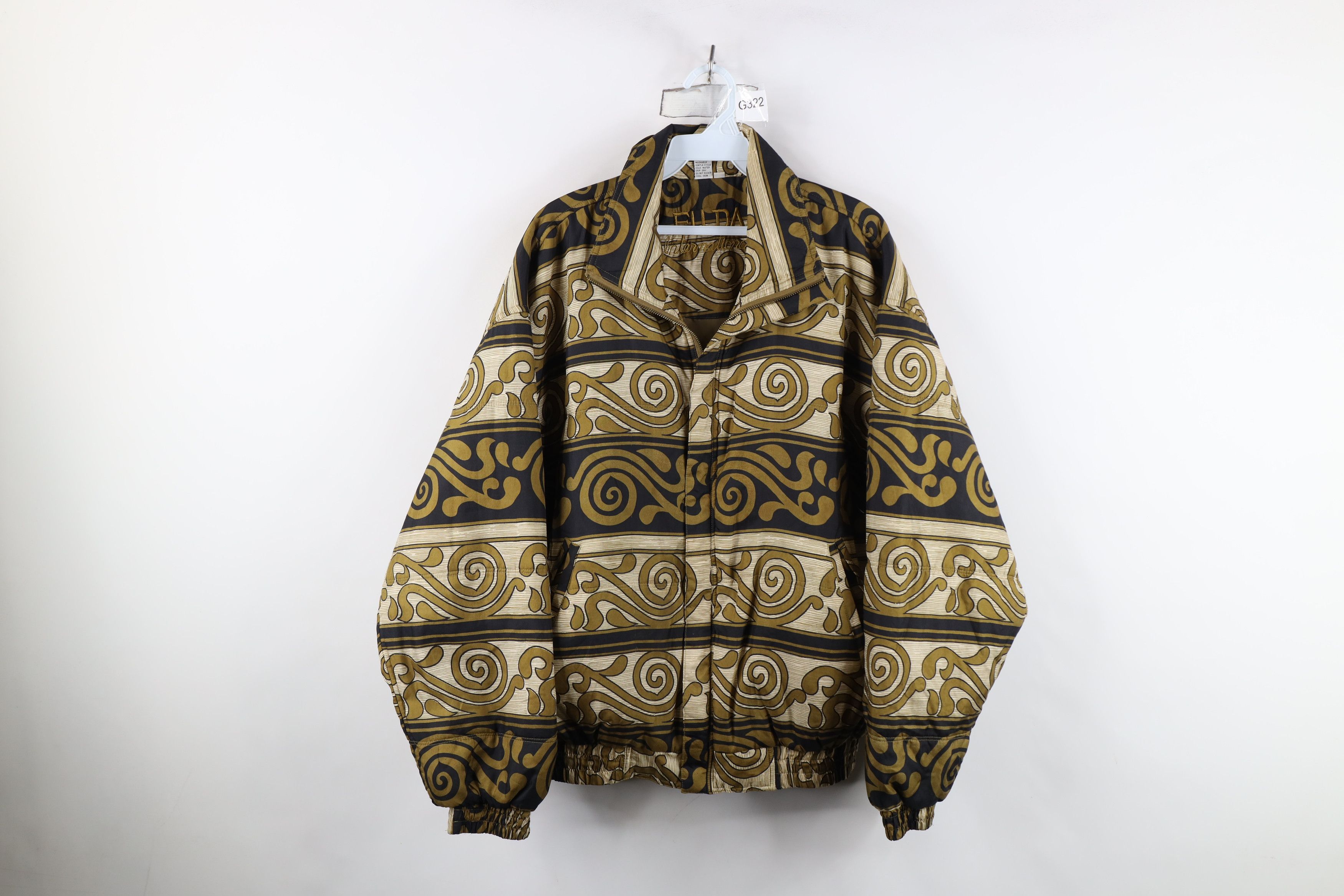 Vintage Vintage 90s Streetwear Geometric Silk Puffer Bomber Jacket Size M / US 6-8 / IT 42-44 - 1 Thumbnail