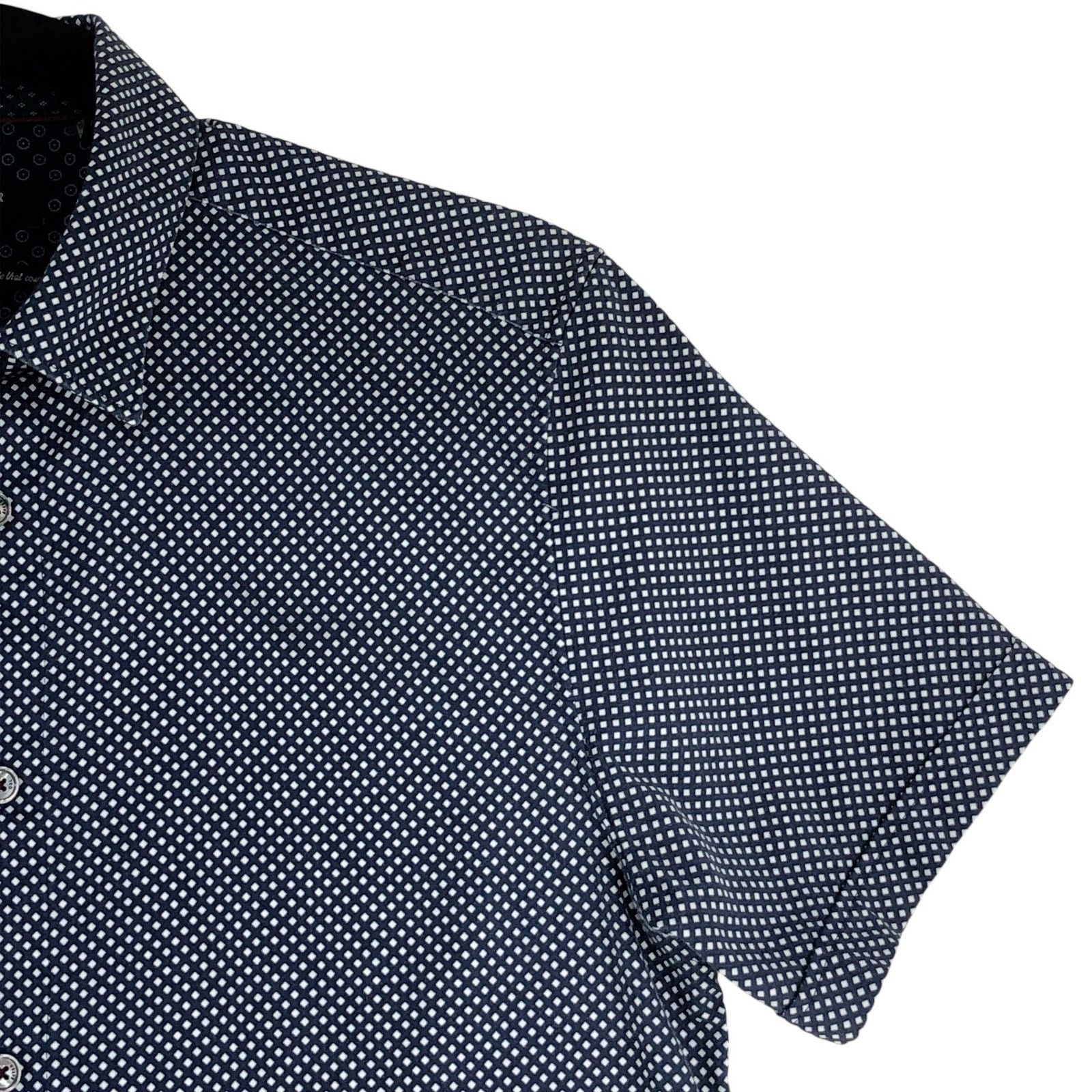 Ted Baker Ted Baker Shirt M Navy Geometric Short Sleeve Button Up Size US M / EU 48-50 / 2 - 7 Thumbnail