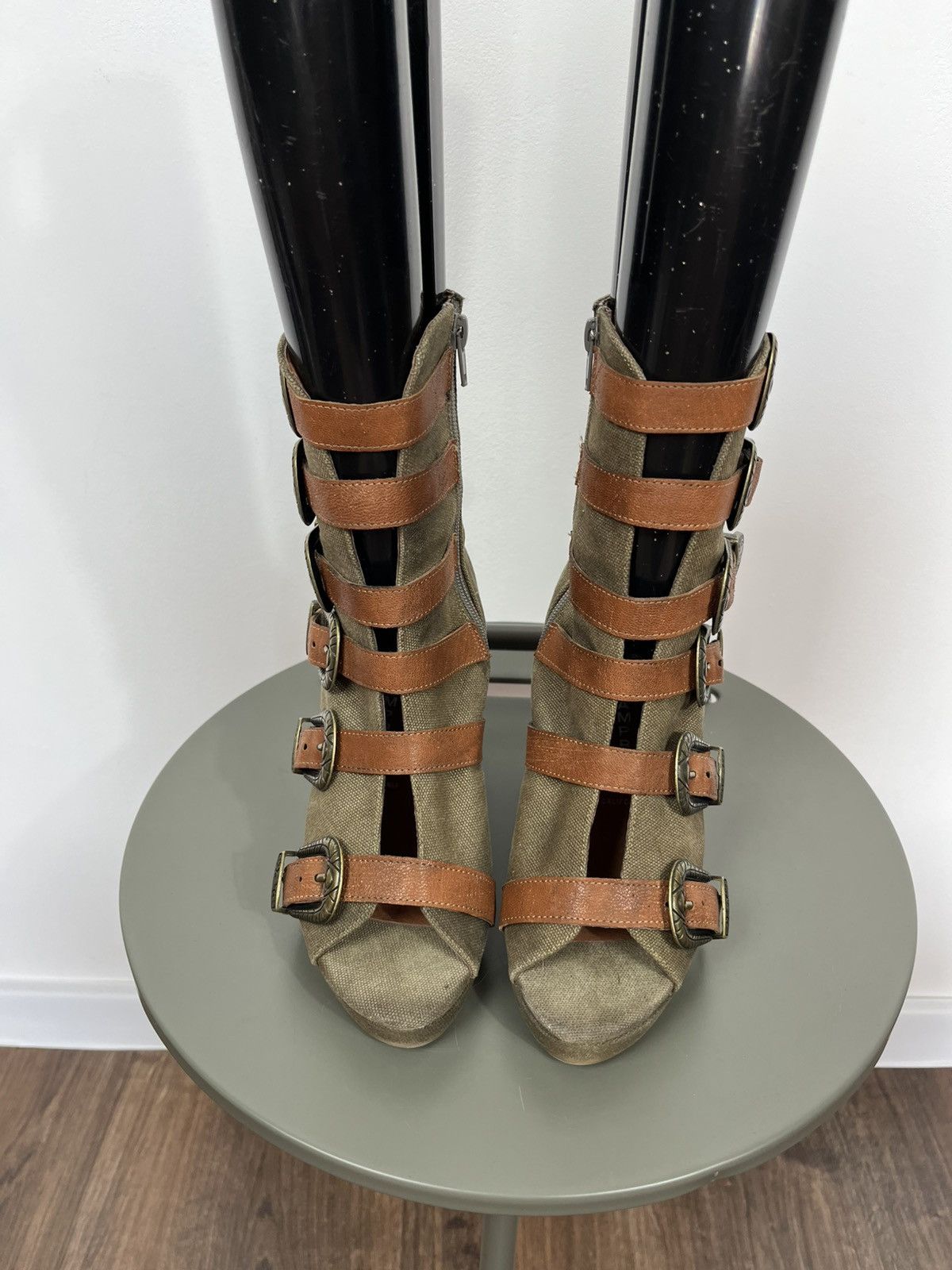 Other Gladiator Wedge Sandals Multi Buckle Straps Canvas EU 38 Size US 7 / IT 37 - 5 Thumbnail