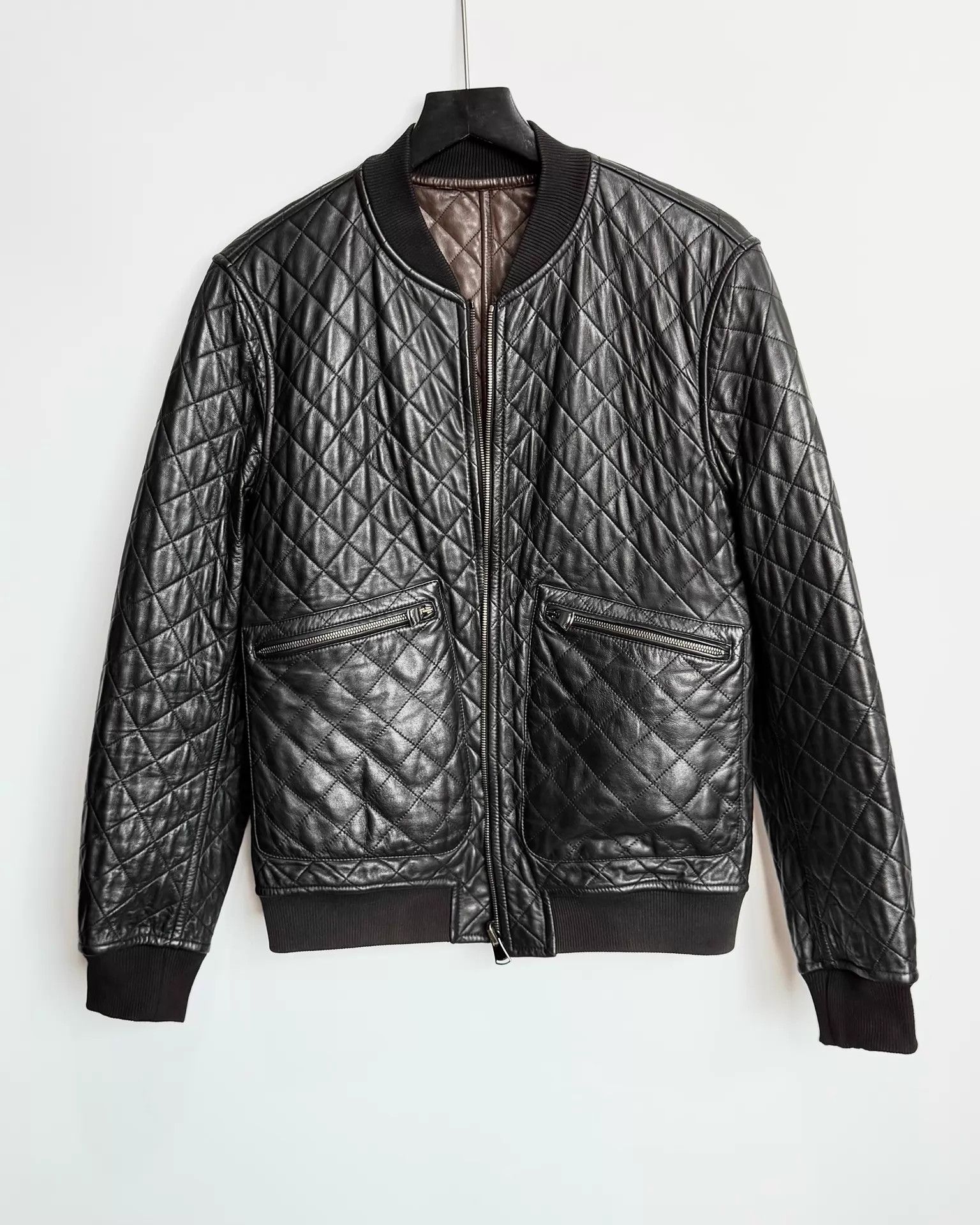 Dolce & Gabbana DG double-sided quilted leather jacket black/brown 48 Size US M / EU 48-50 / 2 - 1 Thumbnail