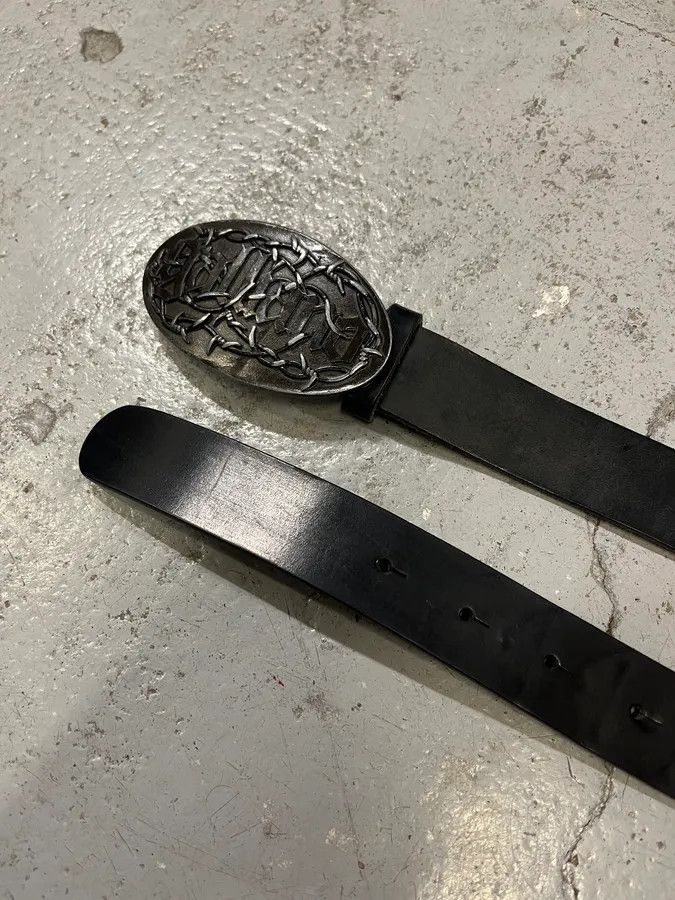 John Galliano 2000s Galliano Wire Buckle Black Leather Belt Size ONE SIZE - 4 Thumbnail