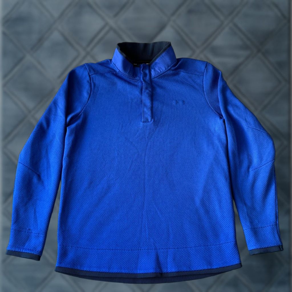 NEW Under Armour Sweater Mens Medium Blue Golf Storm Loose ColdGear Snap Outdoor