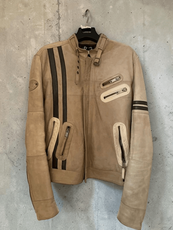 Dolce & Gabbana AW2004 Dolce & Gabbana Astro Biker Cafe Cream Leather Jacket Size US L / EU 52-54 / 3 - 1 Thumbnail