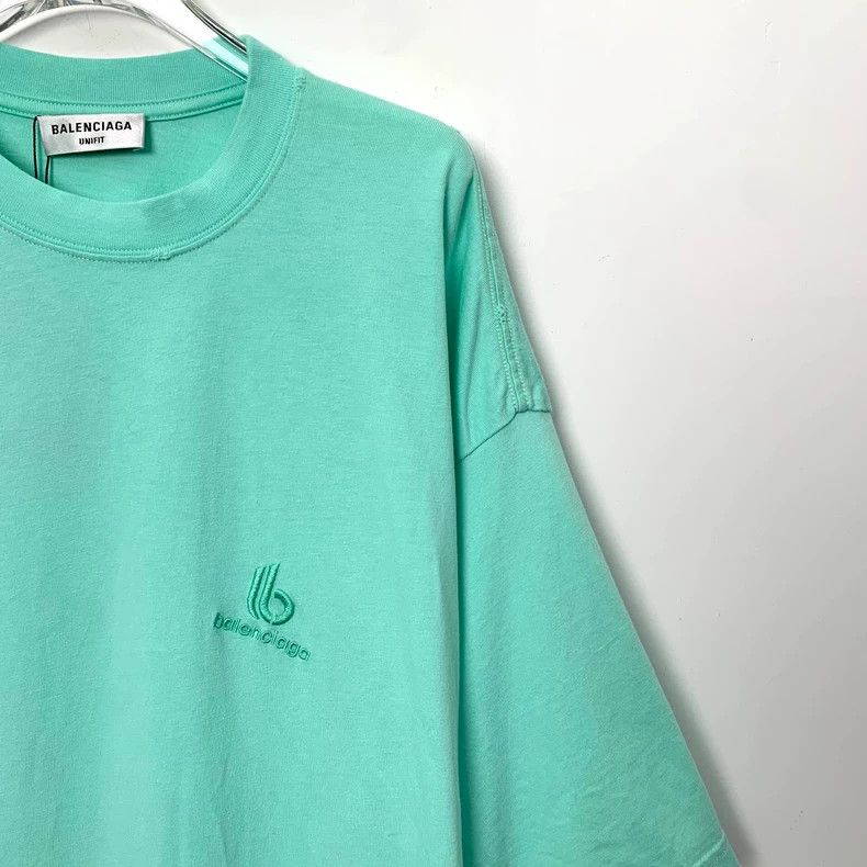 Balenciaga Balenciaga Lake green logo monogrammed cotton crew neck sh Size US L / EU 52-54 / 3 - 3 Thumbnail