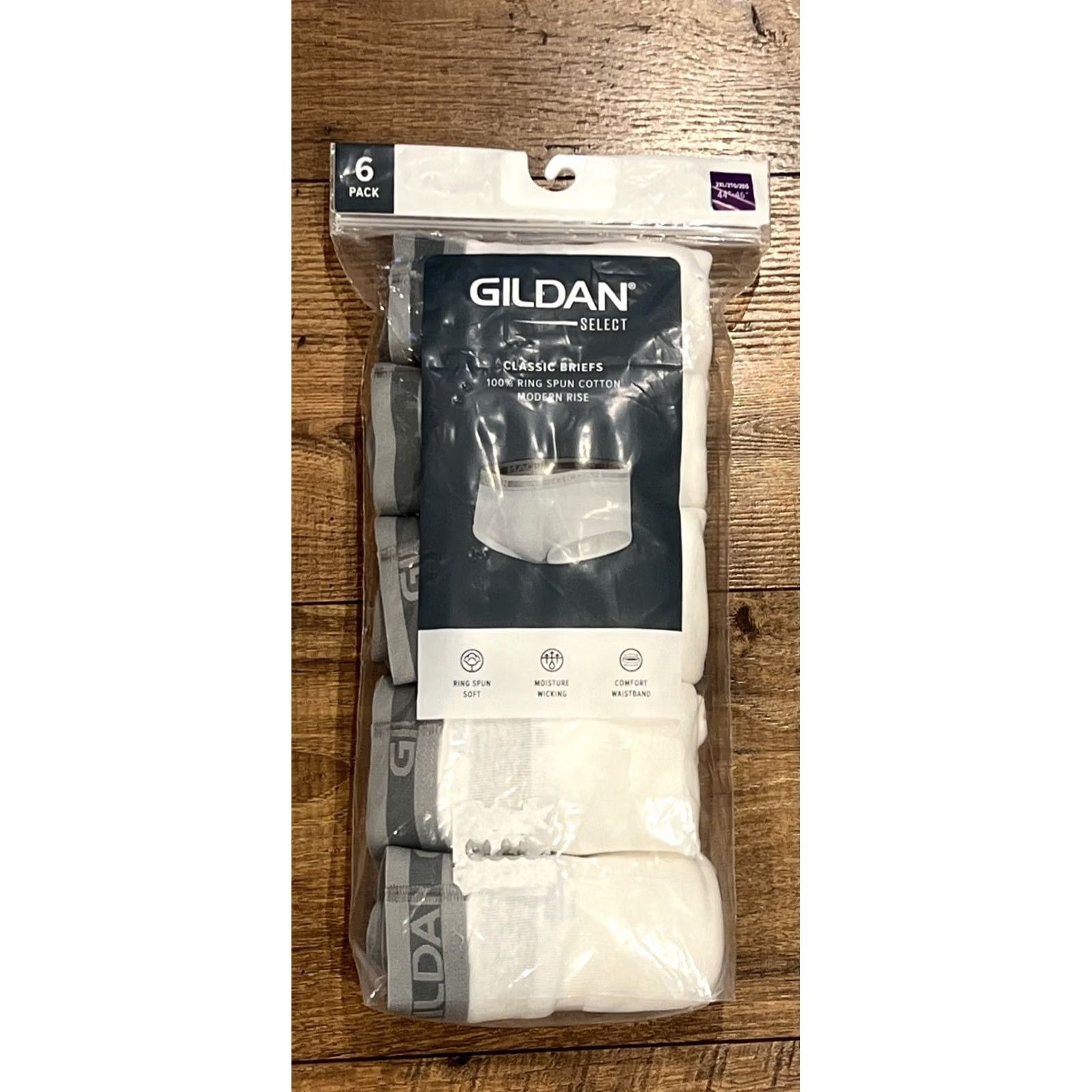 Gildan Gildan Select Men’s 2XL Briefs 44”-46” 100% Ring Spun Cotton Modern Rise 6 Pack White Size US 39 - 2 Thumbnail