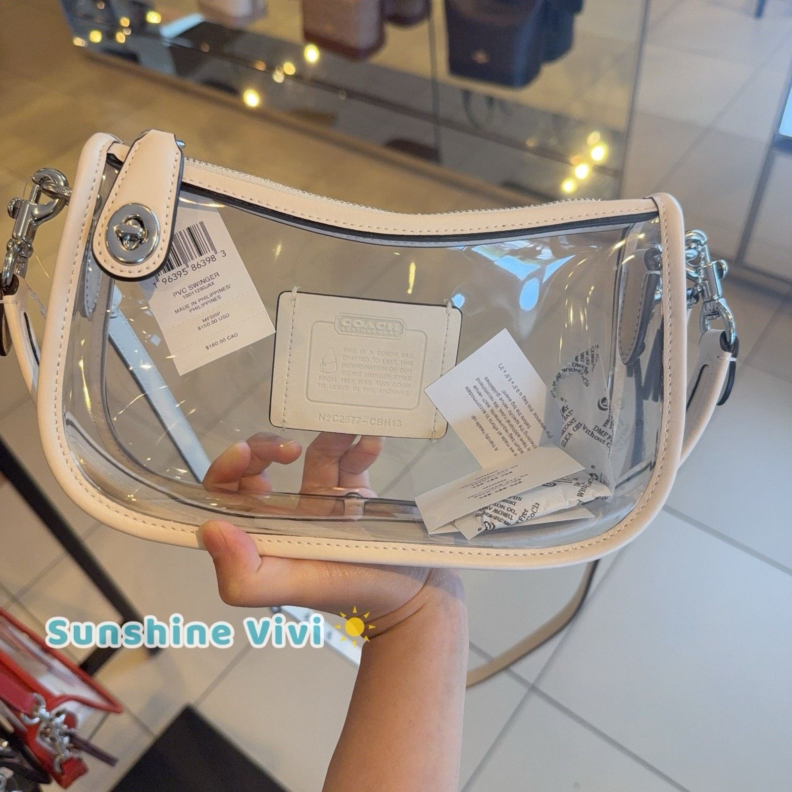 Coach NWT Coach Stadium Swinger Bag Clear Dust Bag CBH13 Chalk Size ONE SIZE - 1 Thumbnail