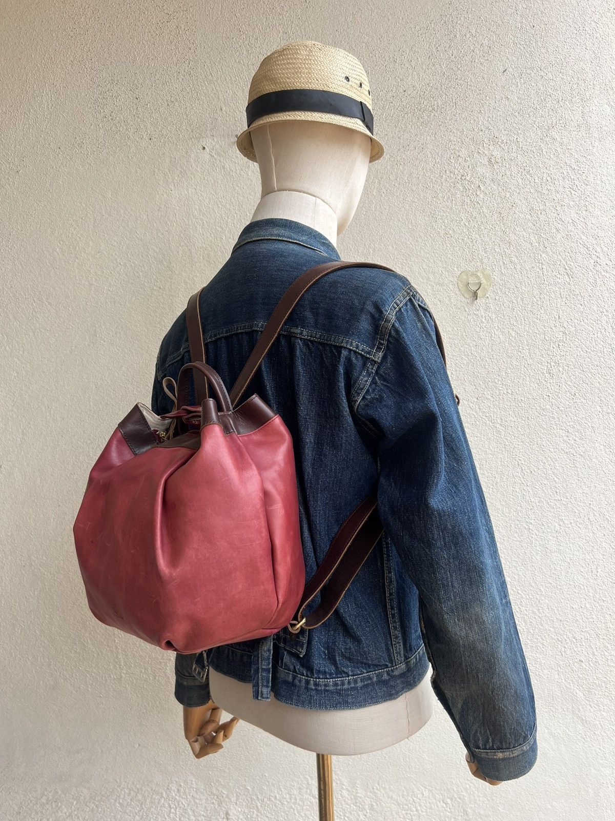 Leather Kissora Japan Scratches Patina Leather Mini Backpack Bag Size ONE SIZE - 4 Thumbnail