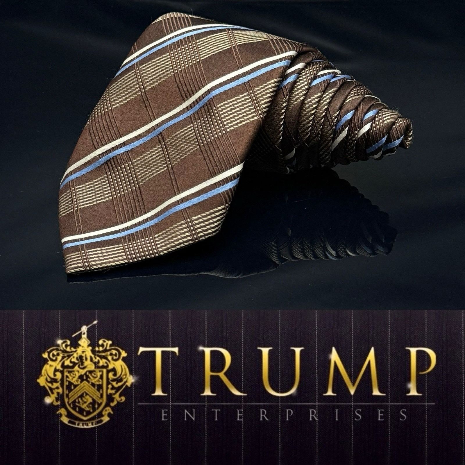 Donald Trump Donald J Trump Signature collection Tie Brown Striped 59" Size ONE SIZE - 1 Thumbnail