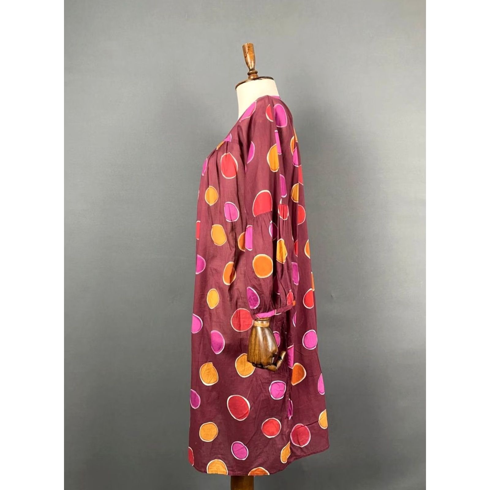 Vintage Gudrun Sjoden Womens Billie Midi Dress L Brown Cotton Long Sleeve Button Up Size L / US 10 / IT 46 - 4 Thumbnail