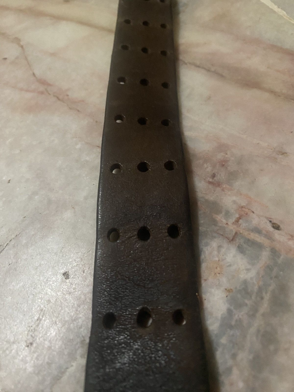 Genuine Leather Brown Leather Triple Holes Belt with Oval Buckle Size ONE SIZE - 3 Thumbnail