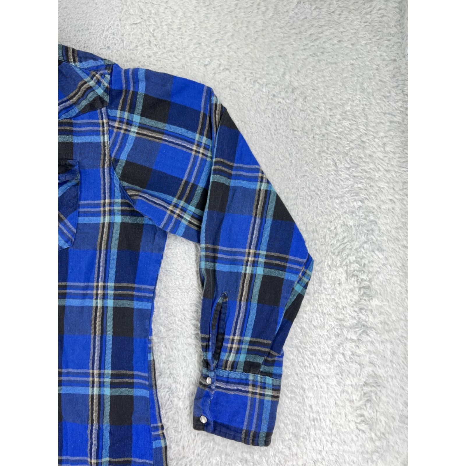 Wrangler Wrangler Shirt Men XL Blue Plaid Cotton Flannel Pocket Button-Up Western Cowboy Casual Workwear Vintage: No Size US XL / EU 56 / 4 - 4 Thumbnail