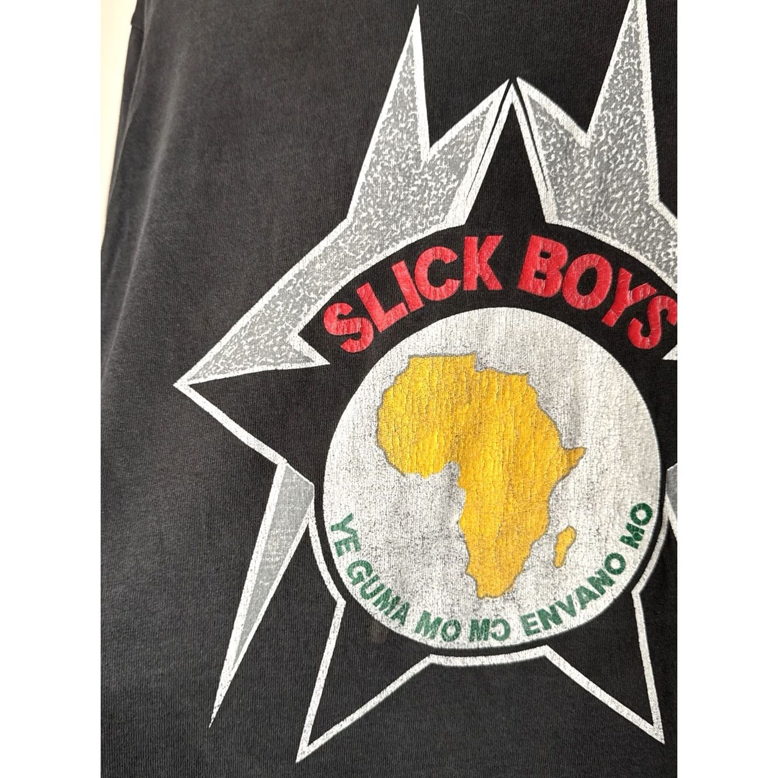 Fruit Of The Loom VINTAGE Slick Boys Hip Hop T Shirt Black XL Crew Neck Short Sleeve Men Boys 90s Single Stitch Fruit of the Loom Size US XL / EU 56 / 4 - 2 Thumbnail
