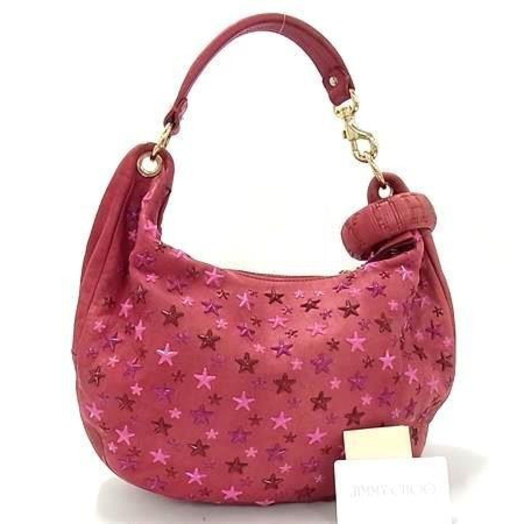 JIMMY CHOO Sky Bag Pink Leather Shoulder with Star Studs - Women's Handbag