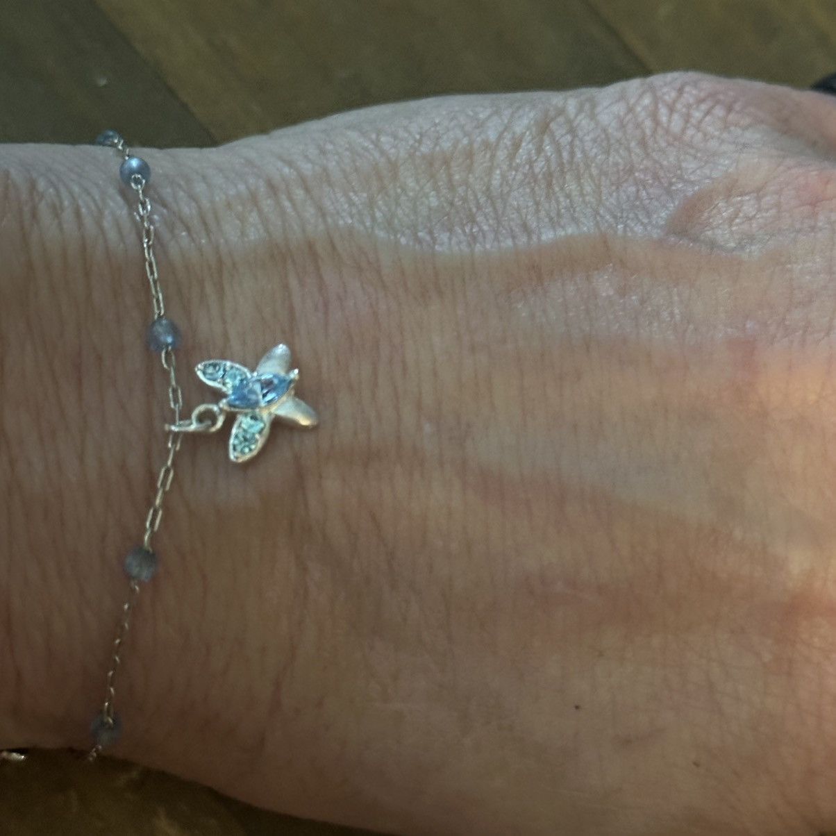 Vintage Silver tone butterfly charm chain bracelet Size ONE SIZE - 3 Thumbnail