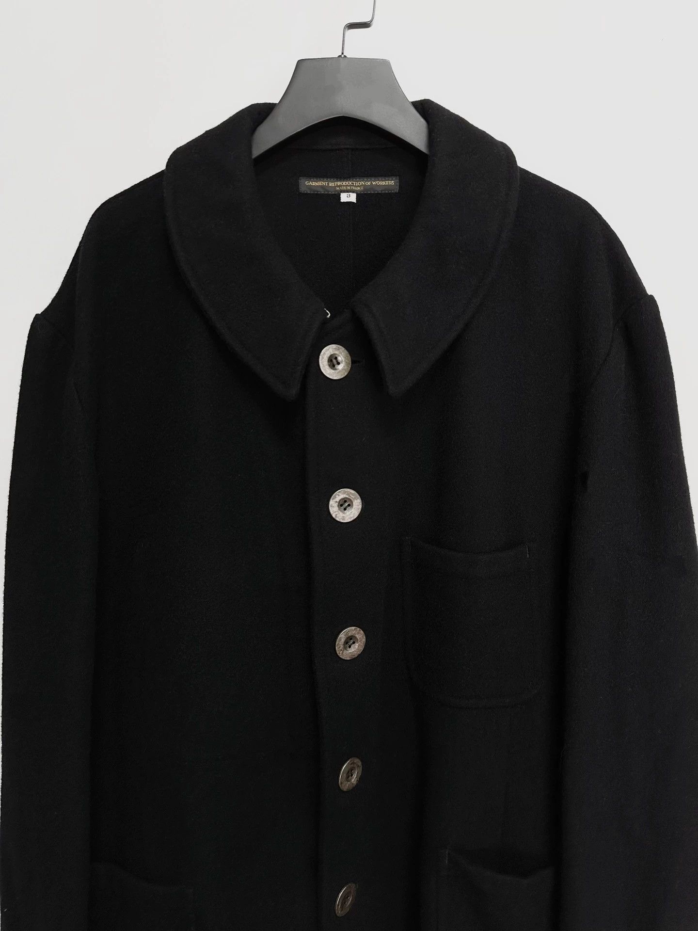 Garment Reproduction of Workers GRoW Patina Silver Buckle Black Wool French Work Jacket Size US L / EU 52-54 / 3 - 4 Thumbnail