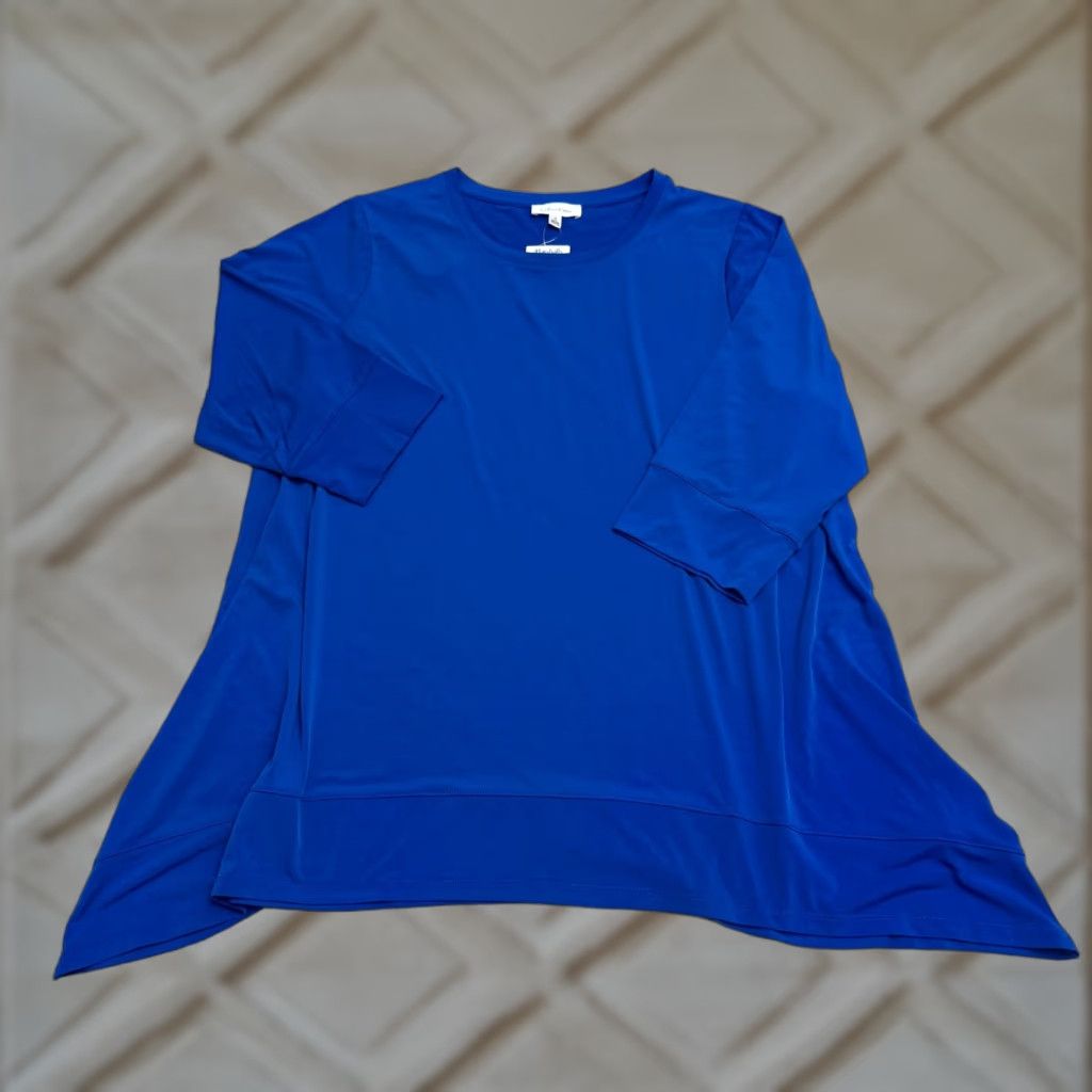 Calvin Klein Calvin Klein Collection Blouse Womens Plus 1X Royal Blue Long Sleeve Tunic Shirt NWT Size XL / US 12-14 / IT 48-50 - 1 Thumbnail