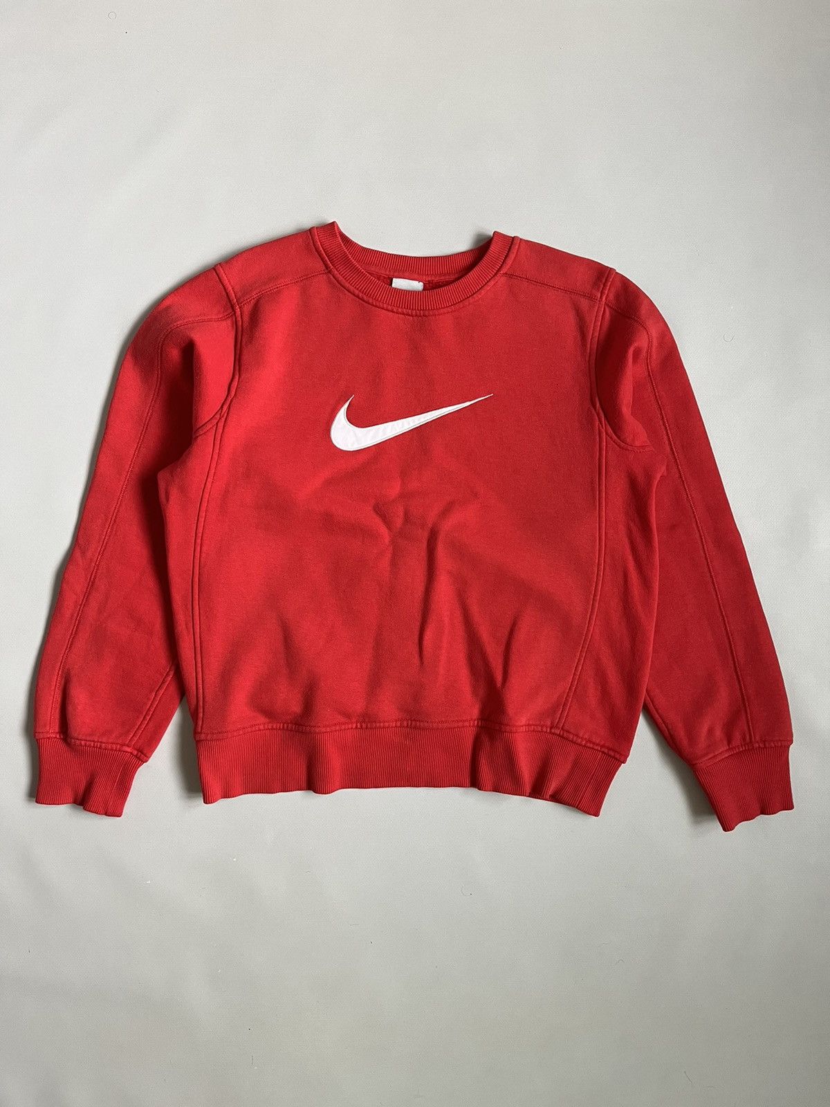 Nike × Vintage Vintage Y2K Unisex Nike Big Swoosh Red Sweatshirt Size US M / EU 48-50 / 2 - 1 Thumbnail