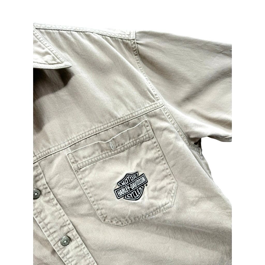 Harley Davidson × Vintage 2000's Harley-Davidson Canvas Short Sleeve Button Up Shirt Size US L / EU 52-54 / 3 - 4 Thumbnail