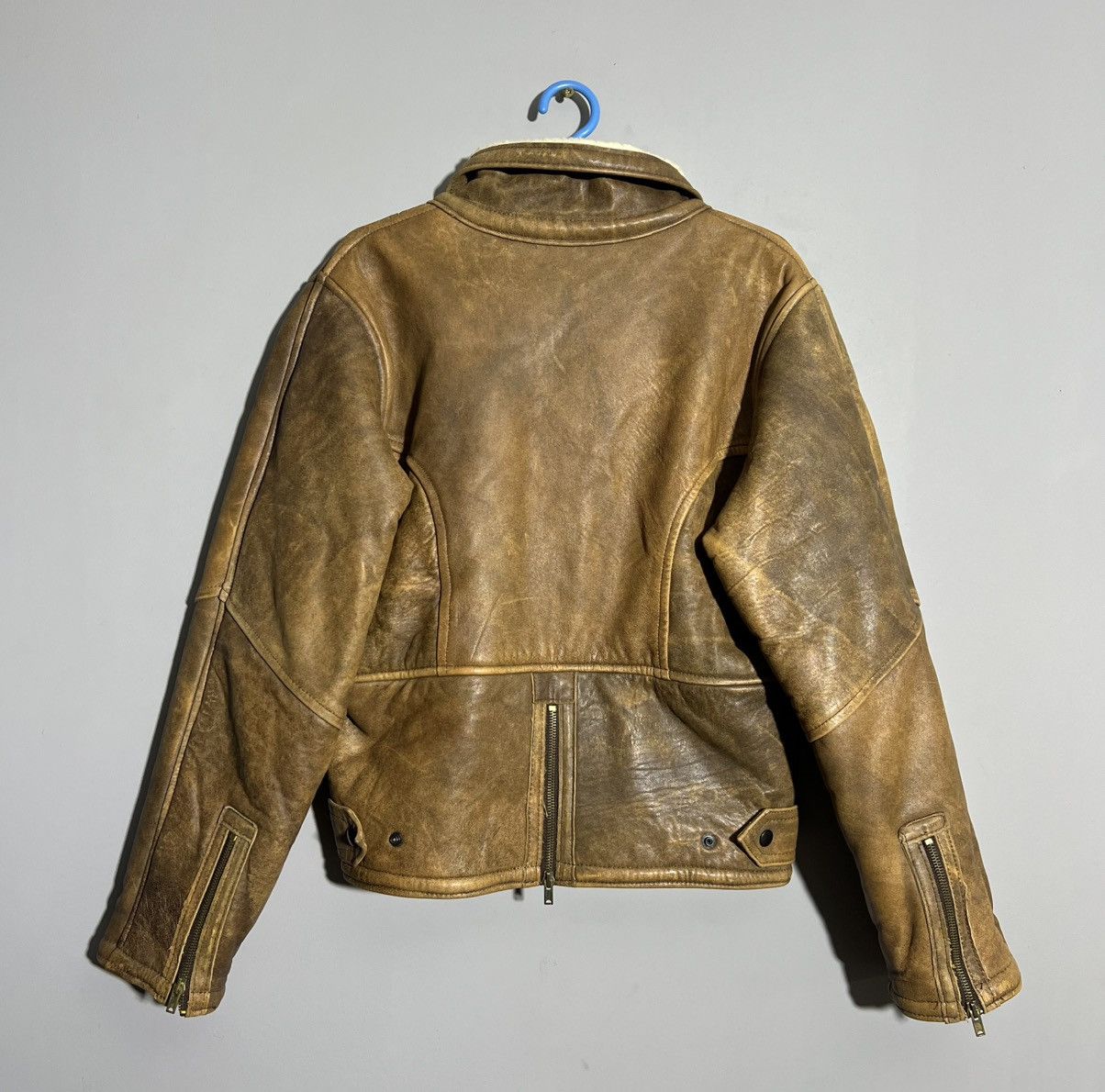 Vintage Vintage Washed Brown Real Leather Biker Jacket Motorcycle Size L / US 10 / IT 46 - 10 Thumbnail