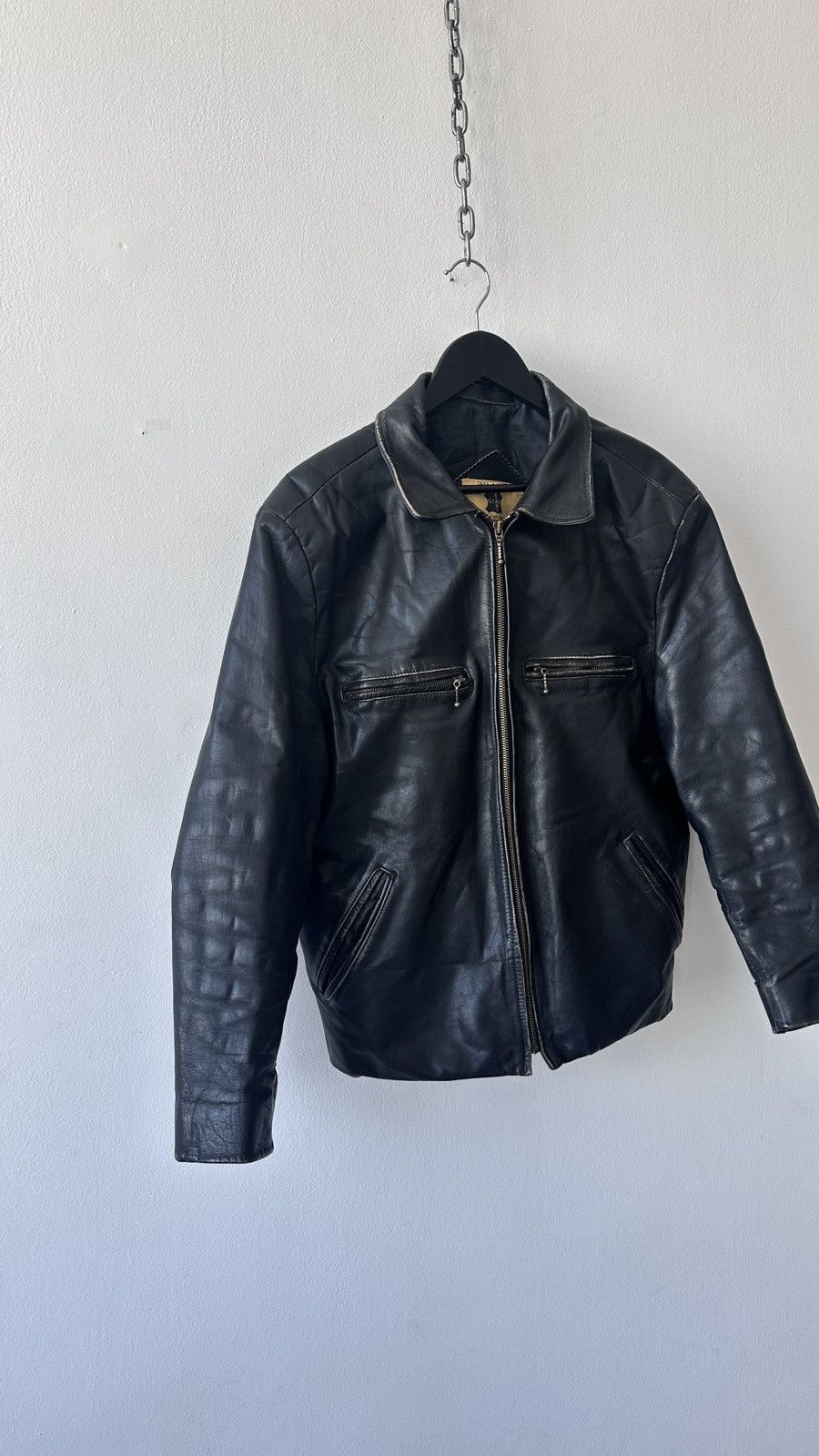 Other Genuine Leather Cafe Racer Jacket Distressed Moto Biker Size US L / EU 52-54 / 3 - 4 Thumbnail