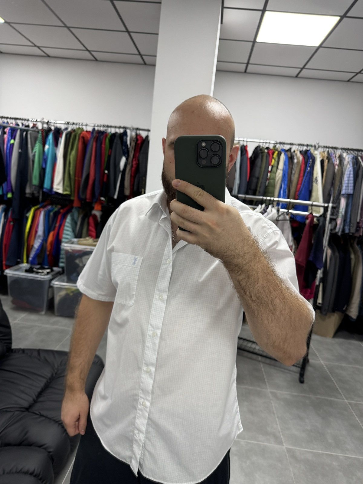 Yves Saint Laurent Yves Saint Laurent Short Sleeve Button Shirt White Checked Size US L / EU 52-54 / 3 - 2 Thumbnail