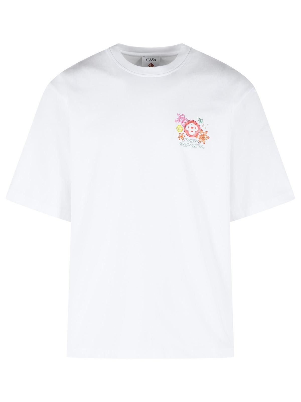 CASABLANCA 'Collage D'icones' White Cotton T-Shirt